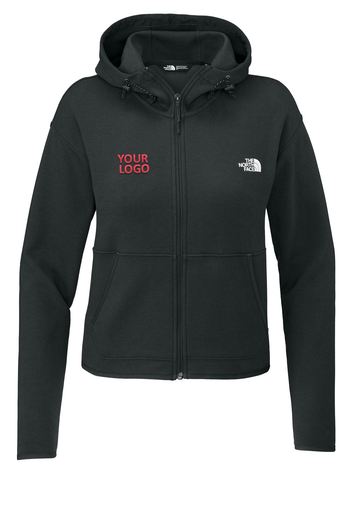 Custom The North Face Ladies Double-Knit Full-Zip Hoodie Asphalt Grey