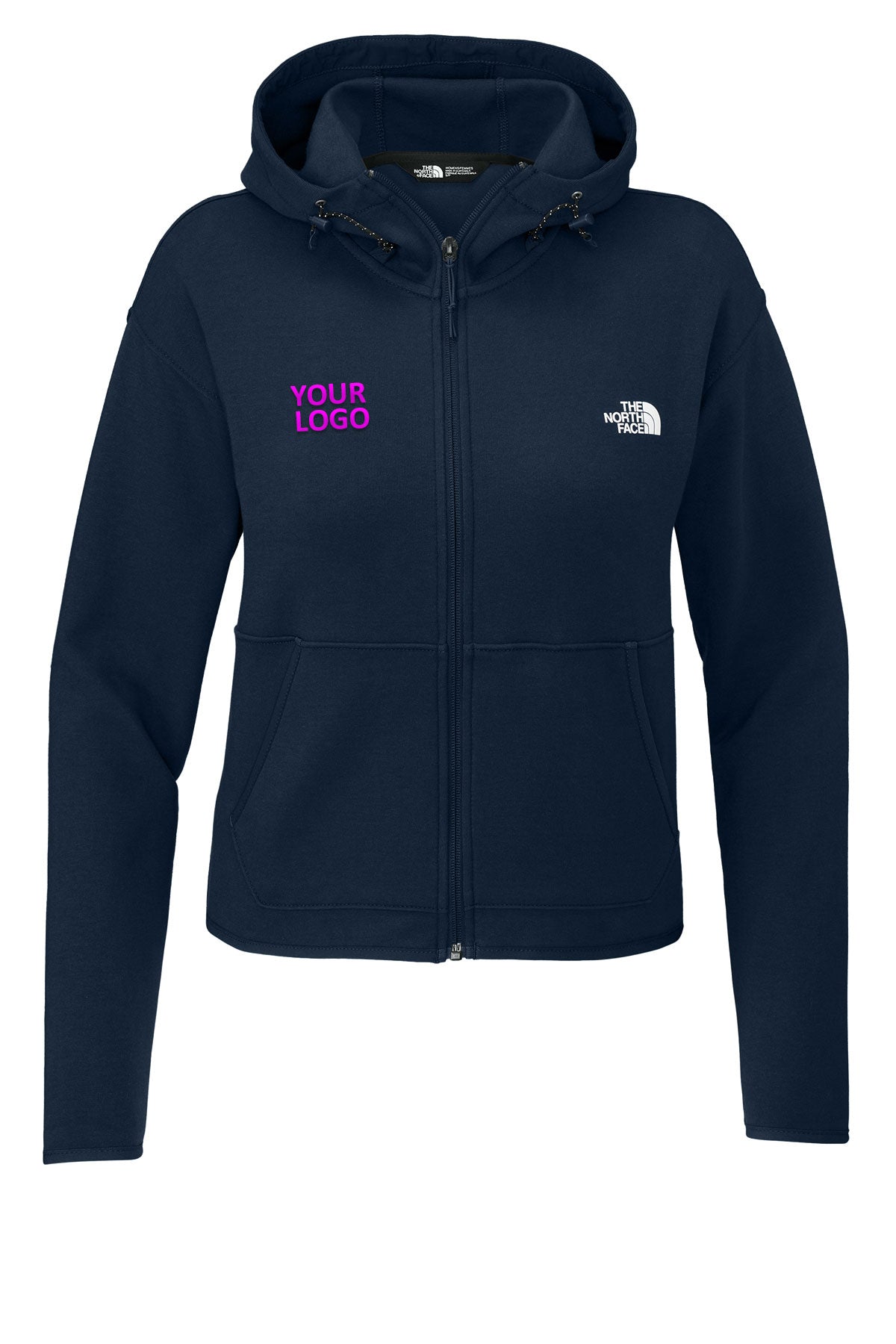 Custom The North Face Ladies Double-Knit Full-Zip Hoodie Summit Navy