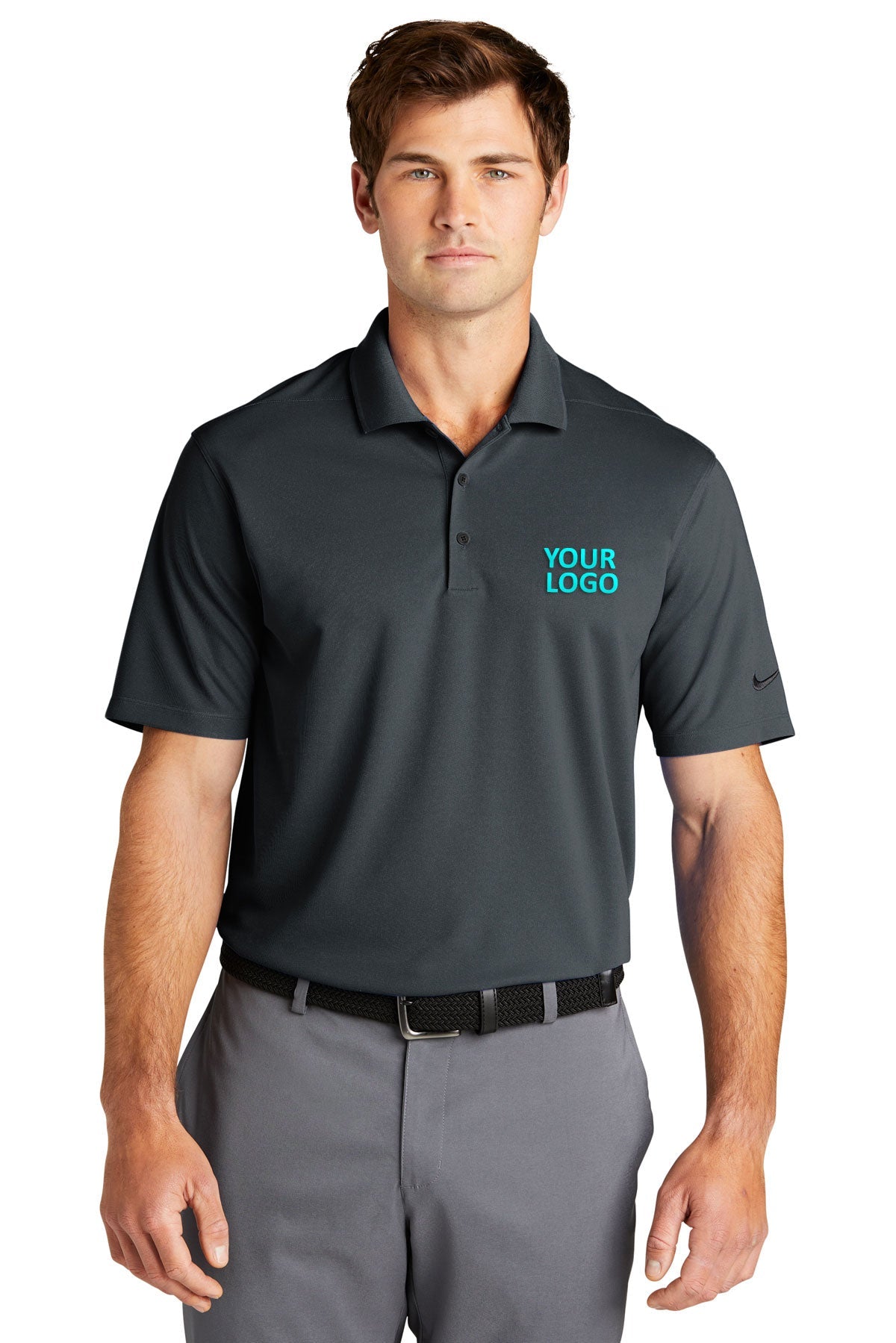 Custom Nike Dri FIT Micro Pique Tall Polo Anthracite