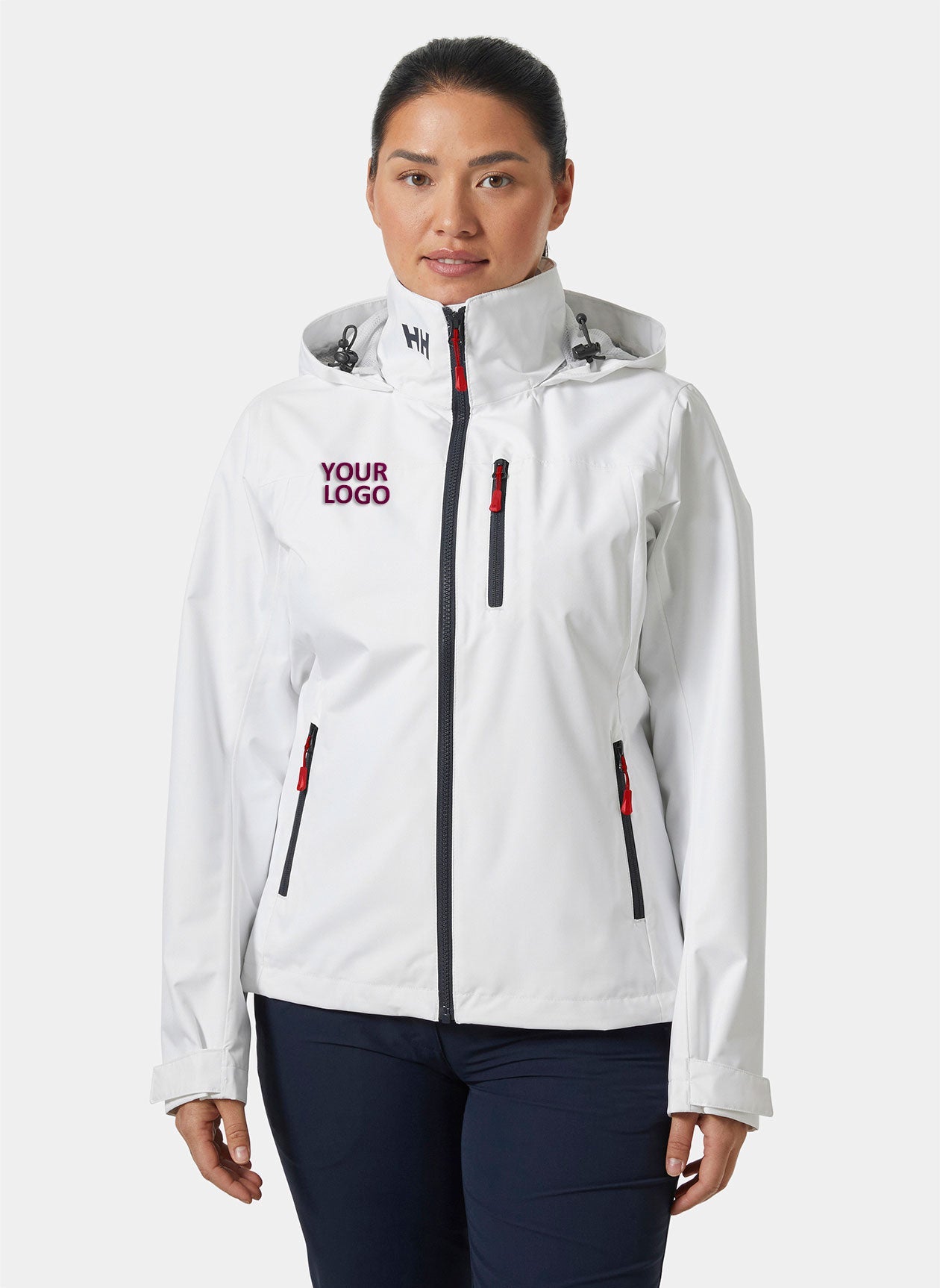 Branded Helly Hansen Women's Crew Hooded Jacket White