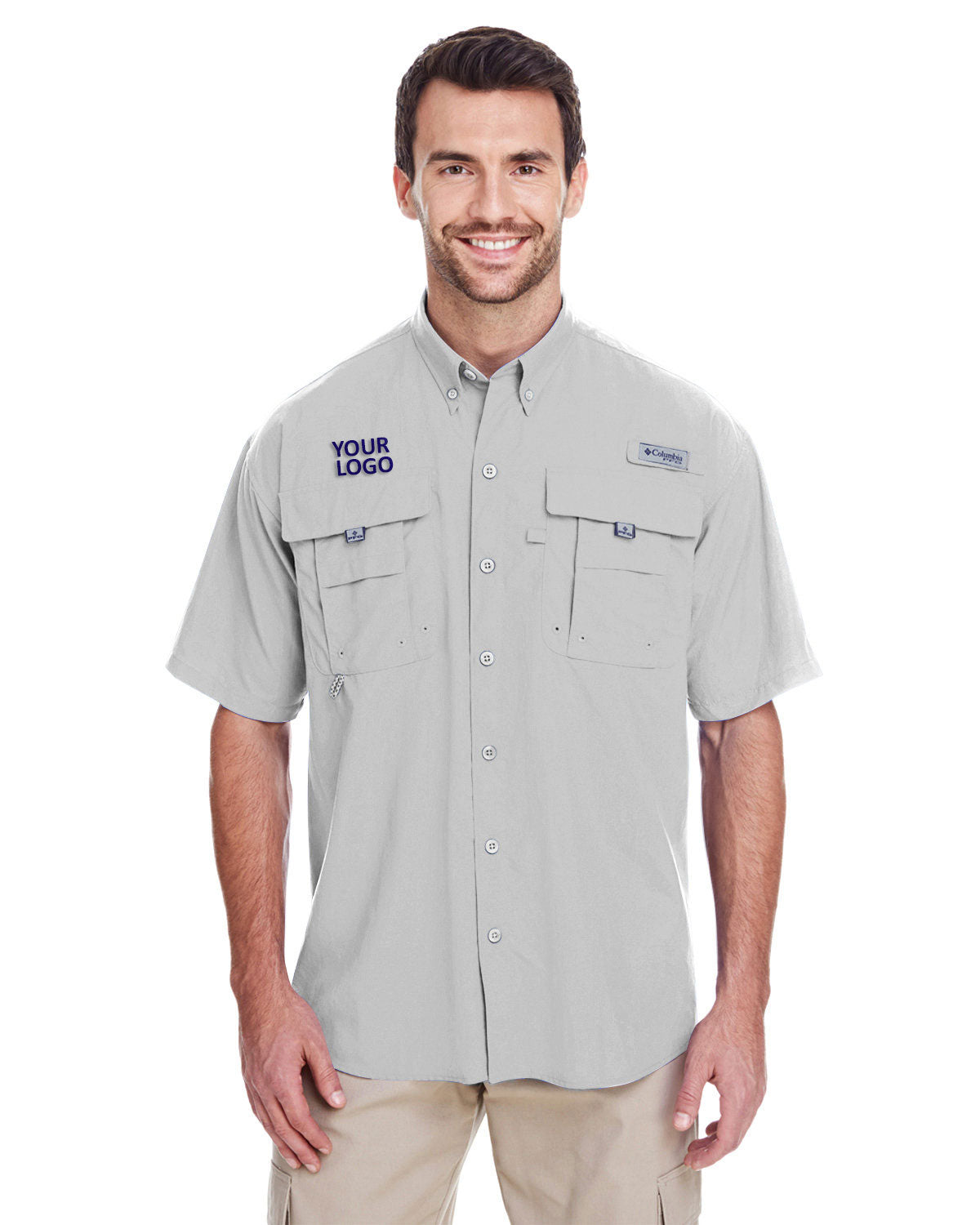 Branded Columbia Mens Bahama Short-Sleeve Shirt Cool Grey