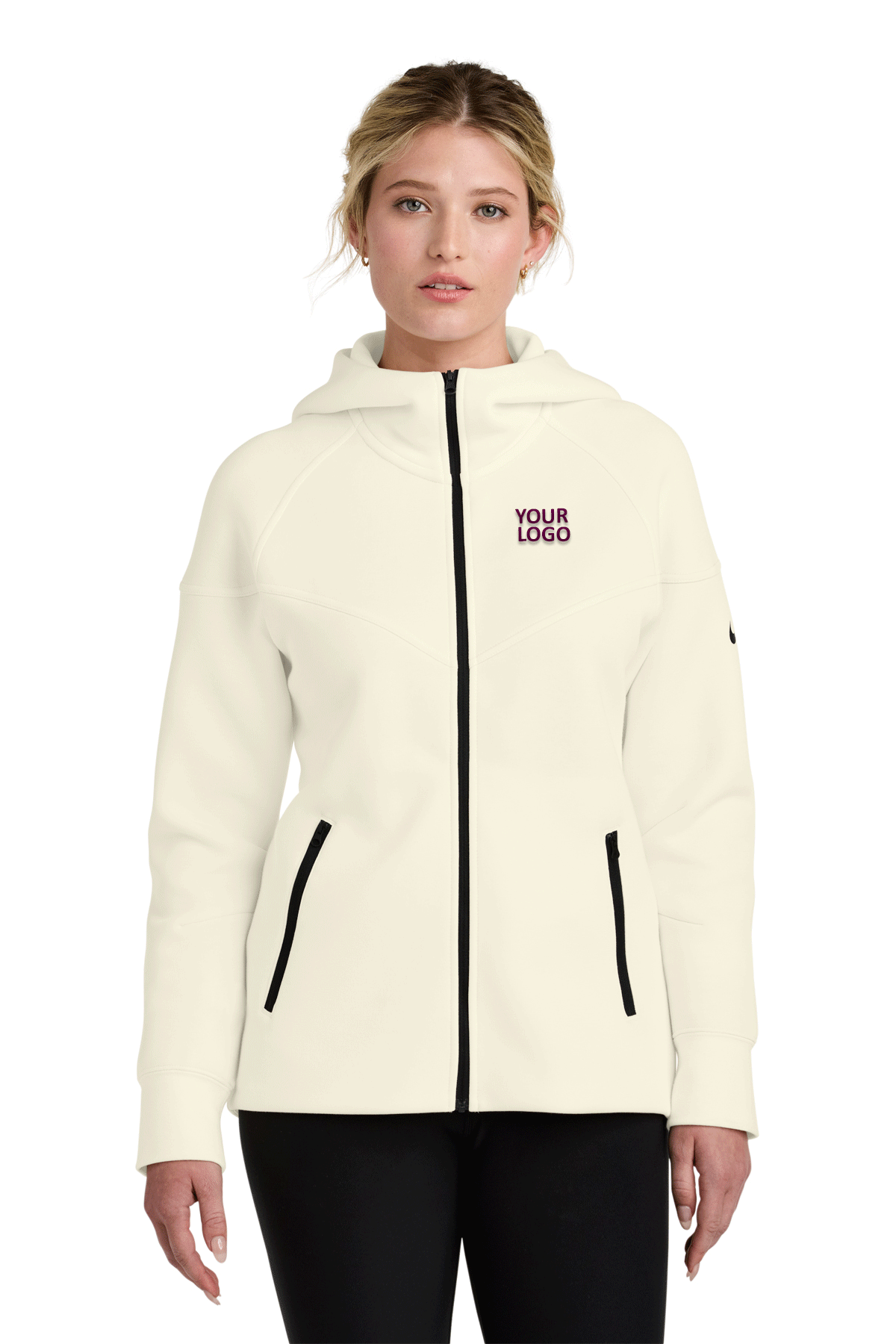 Custom Nike Womens Tech Fleece Full Zip Hoodies Pale Ivory