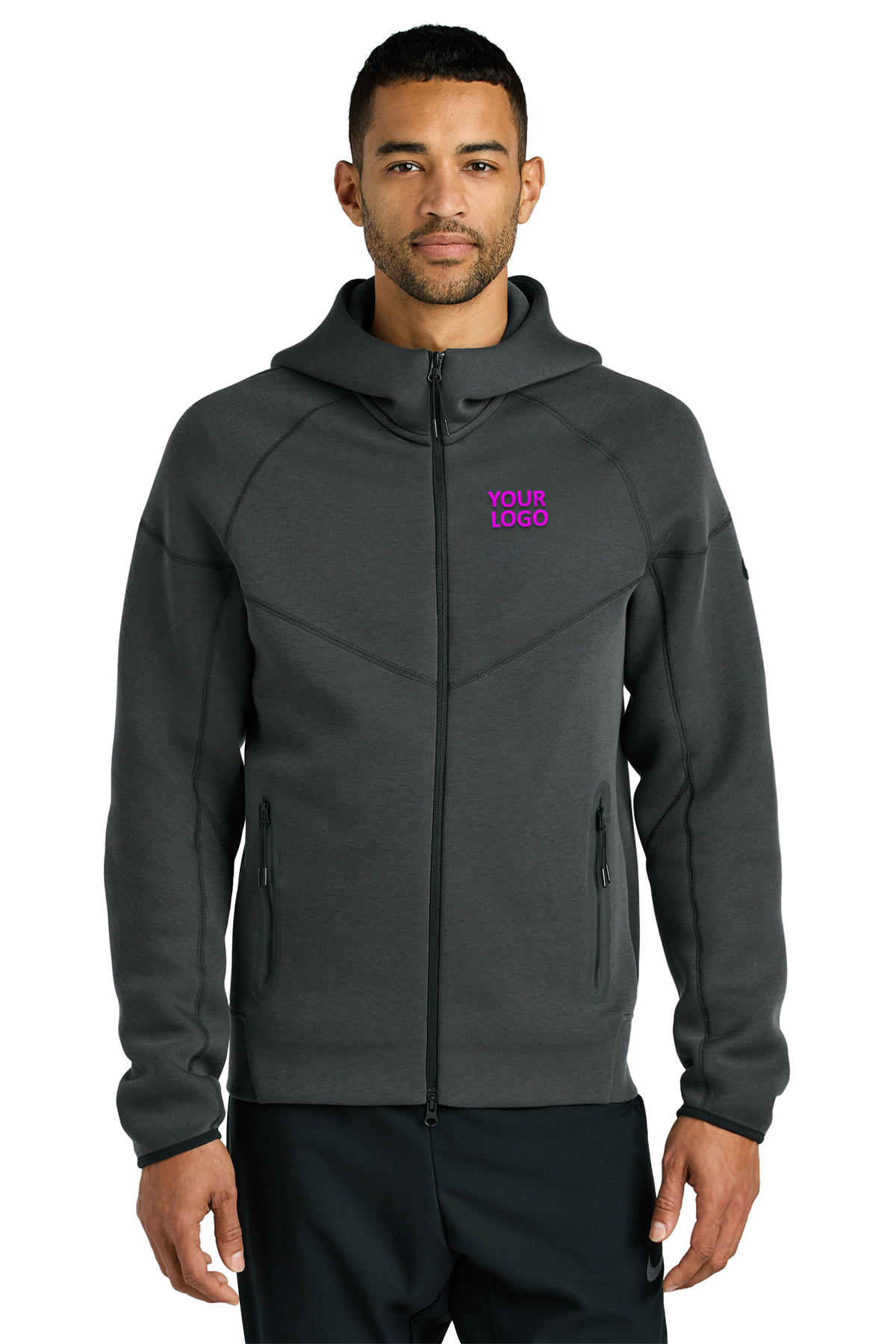 Custom Nike Tech Fleece Full Zip Hoodies Anthracite Heather