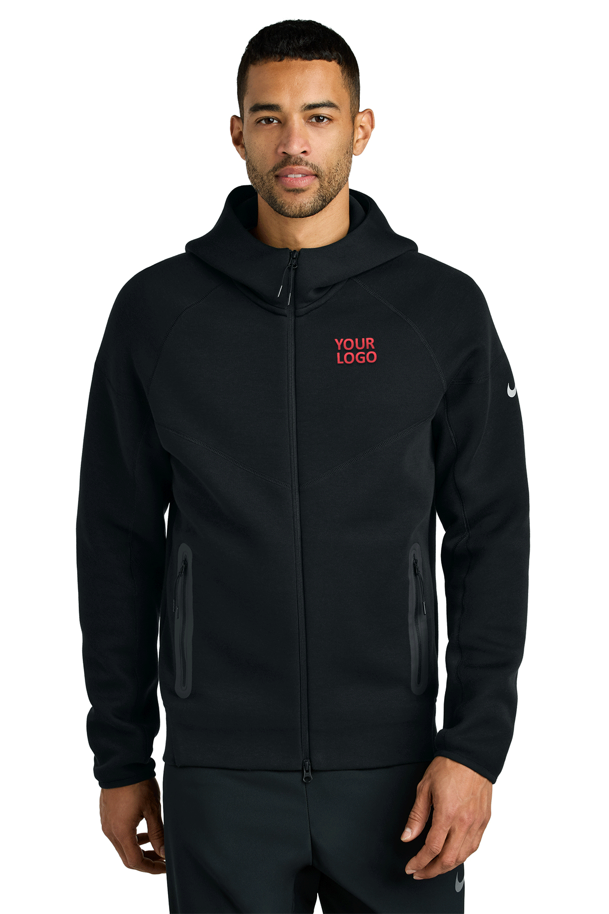 Custom Nike Tech Fleece Full-Zip Hoodies Black - Main Image