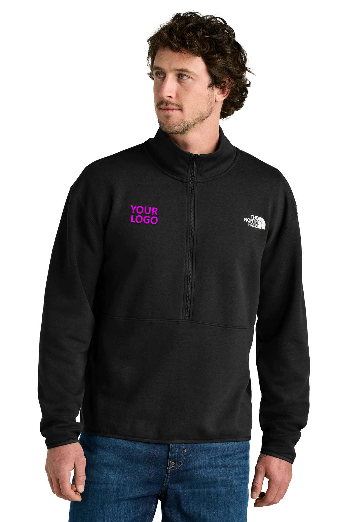 Custom The North Face Double Knit 1 2 Zip Fleece NF0A8C5G Black