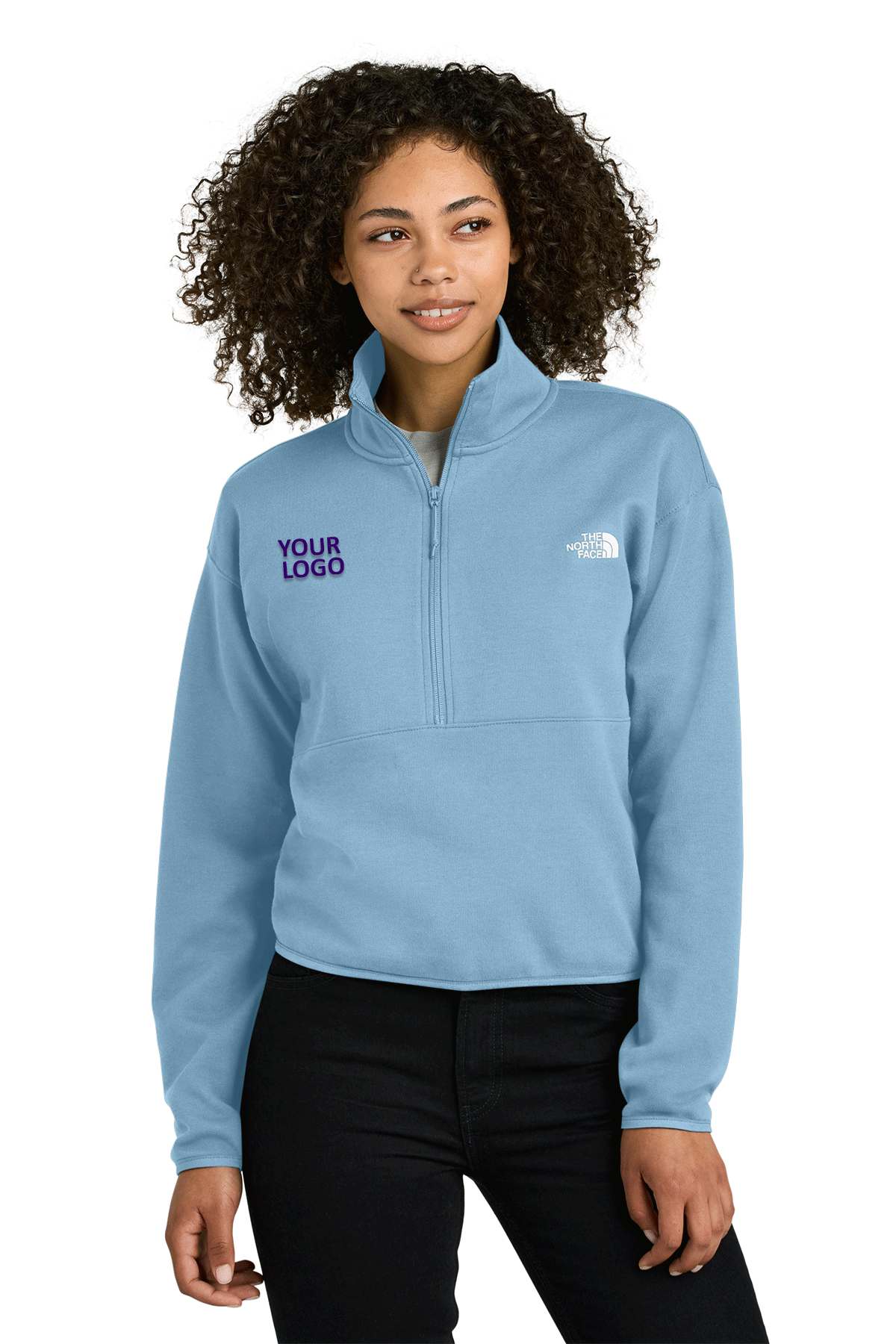 Custom The North Face Womens Double Knit 1 2 Zip Fleece NF0A8C5H Steel Blue