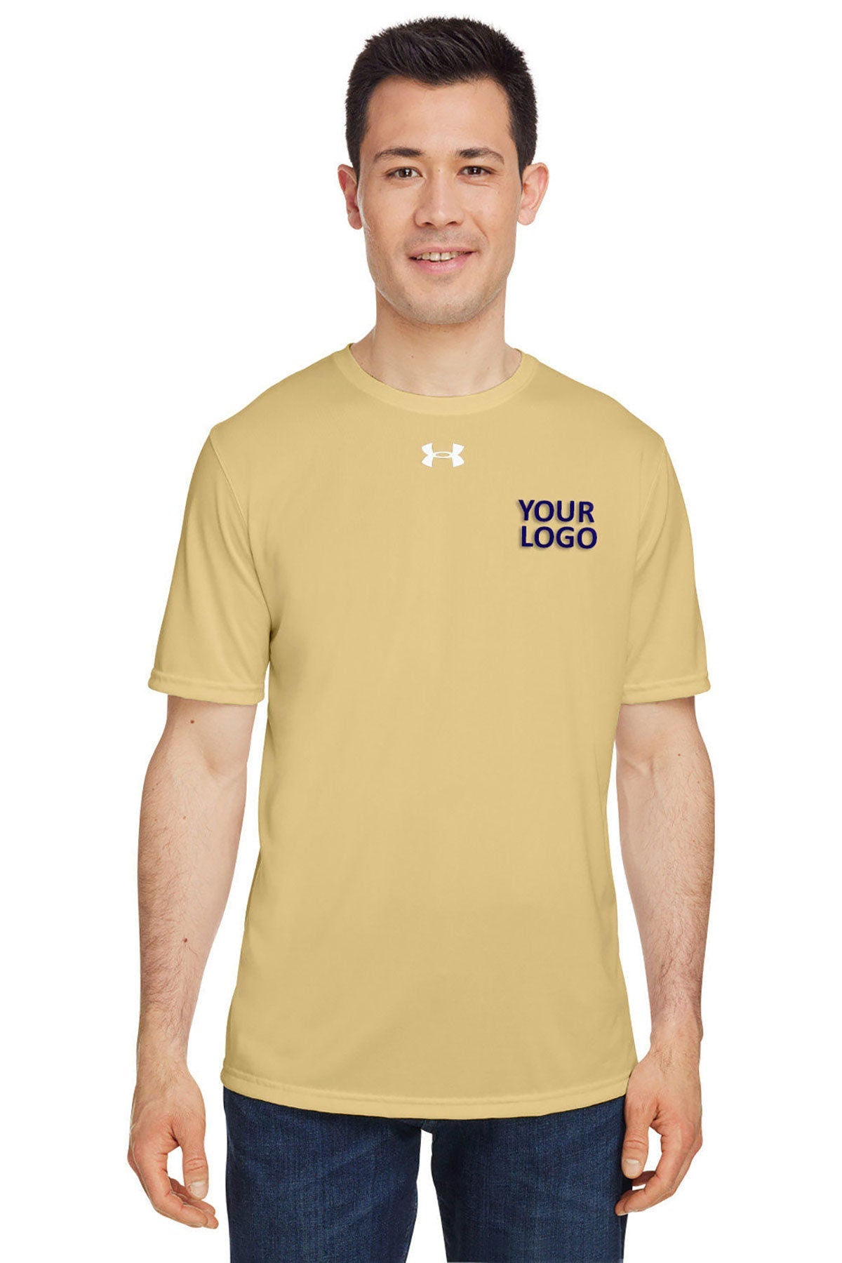 Custom Under Armour Men's Team Tech T-Shirt 1376842 Vegas Gold