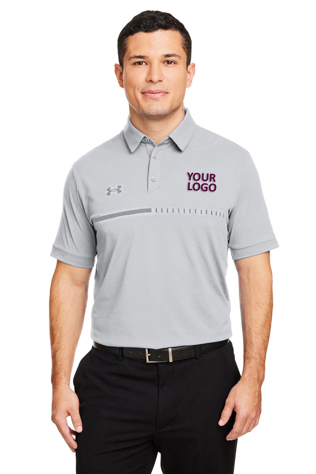 Custom Under Armour Men's Title Polo 1370359 Halo Grey