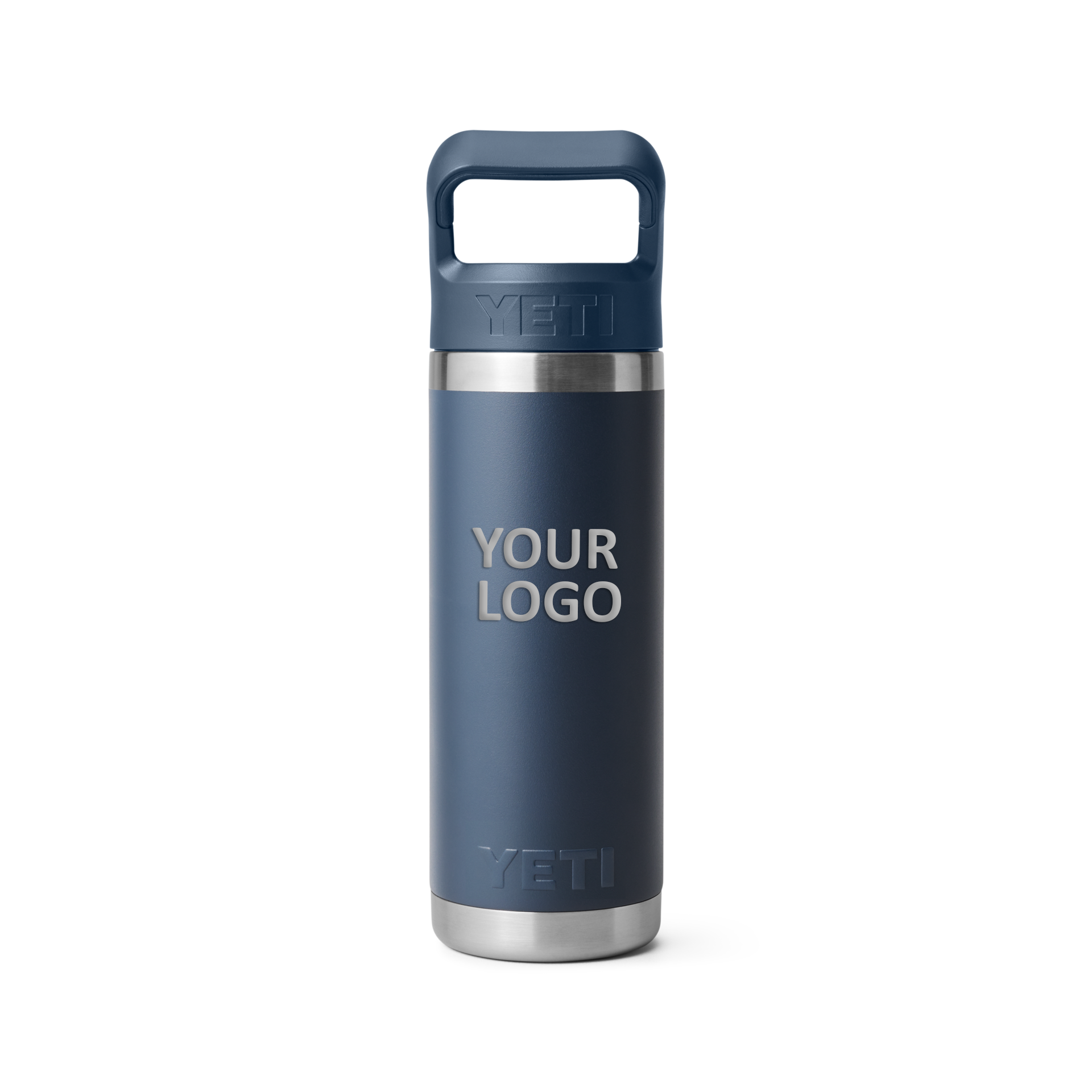 Custom Yeti Rambler 18 Oz Water Bottle With Straw Cap Navy