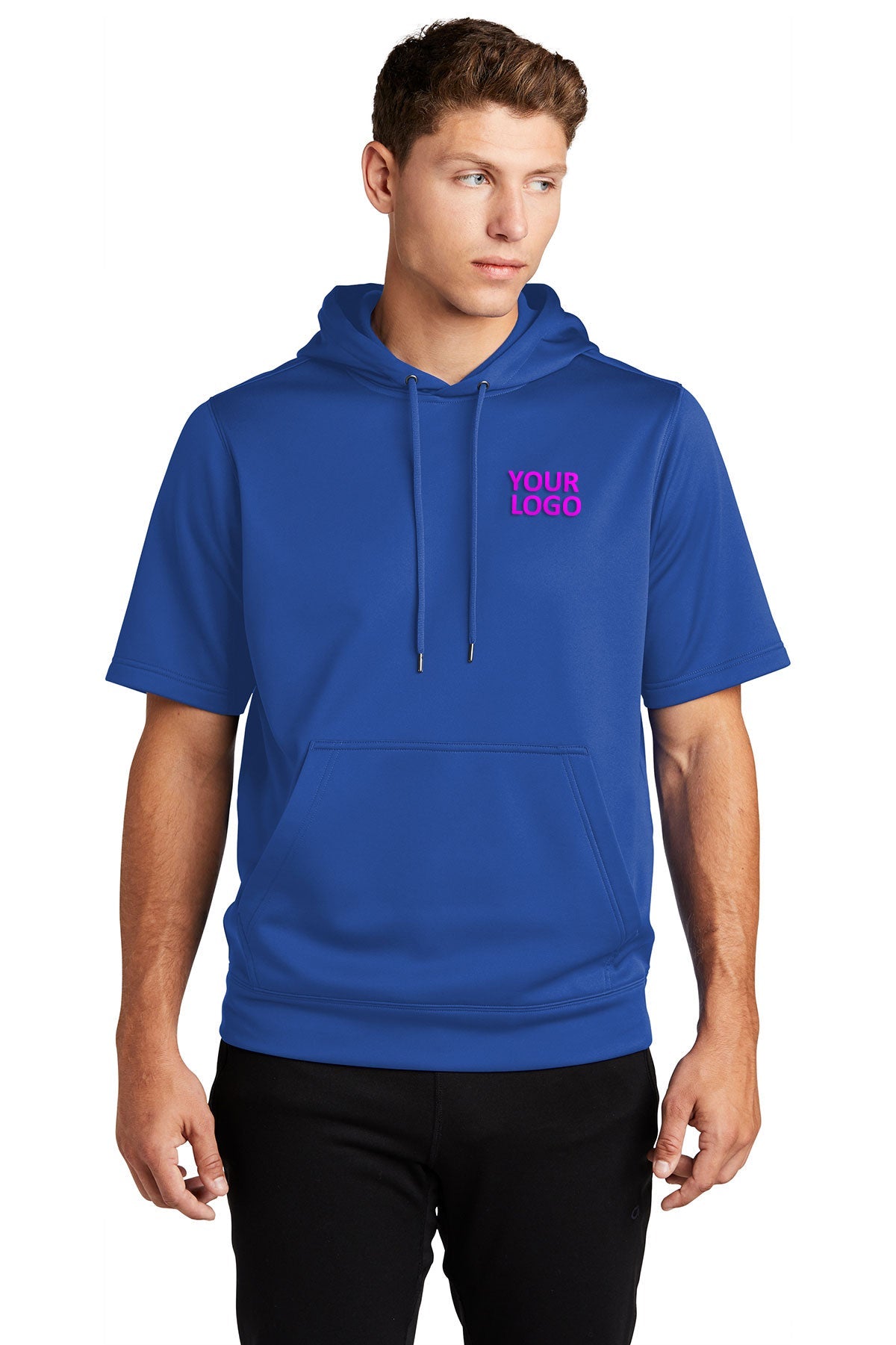 Custom Sport-Tek Fleece Short Sleeve Hooded Pullover True Royal