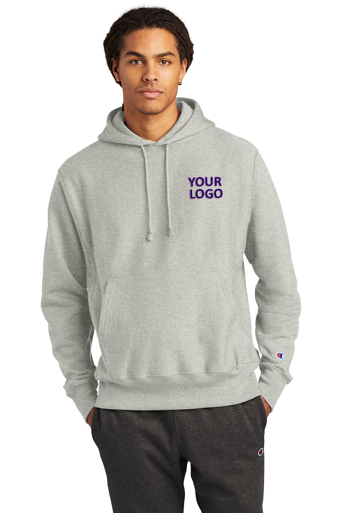 Branded Champion Reverse Weave Hoodie Oxford Grey - Main Image