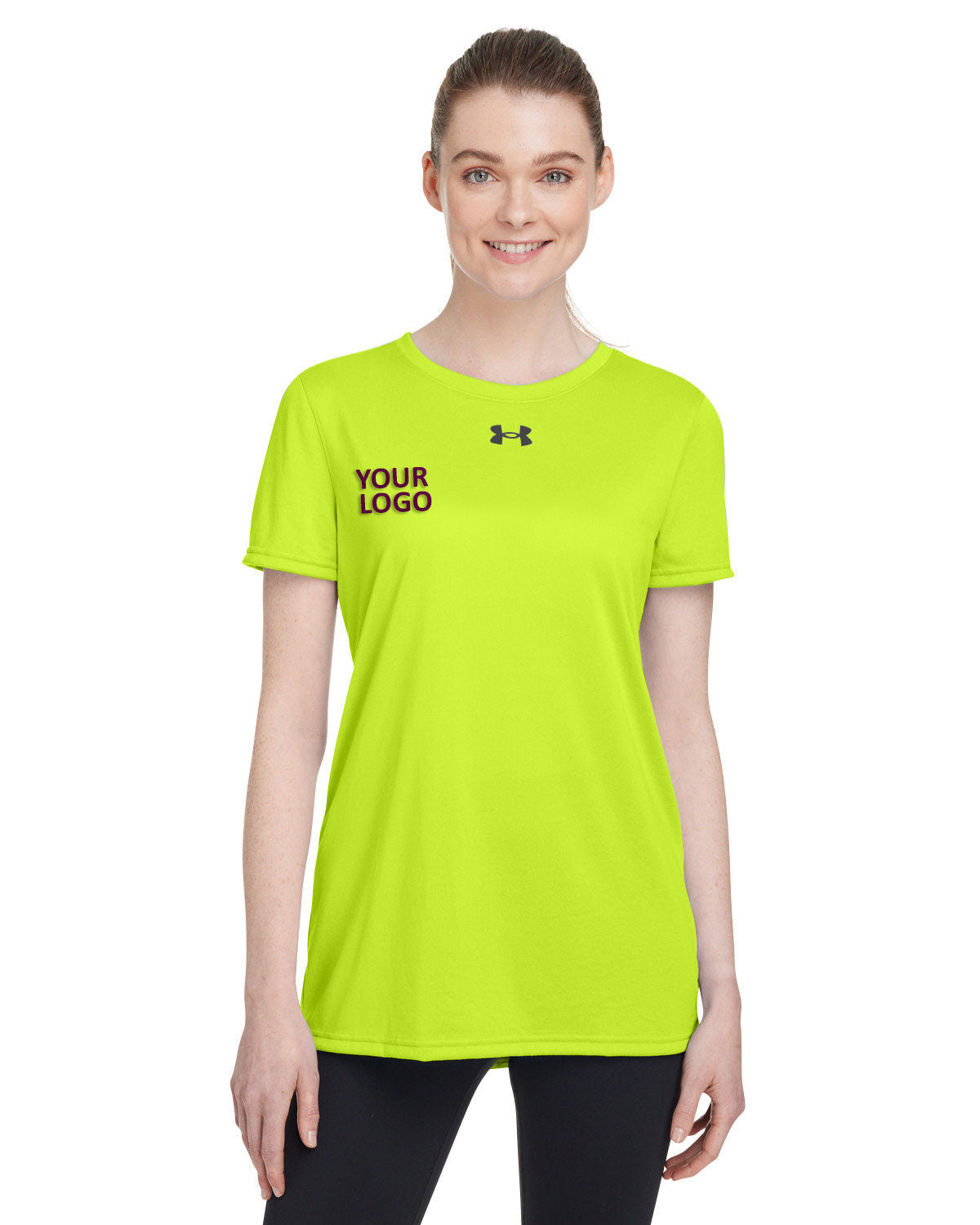 Custom Under Armour Ladies' Team Tech T-Shirt 1376847 High Vs Yellow Black