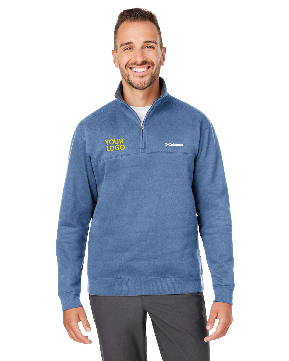 Branded Columbia Mens Hart Mountain Half Zip Sweater Carbon