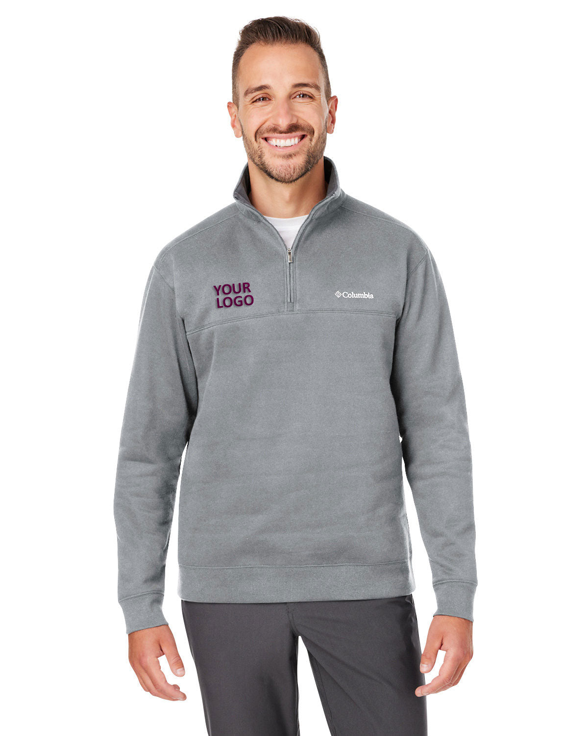 Custom Columbia Mens Hart Mountain Half Zip Sweater Charcoal