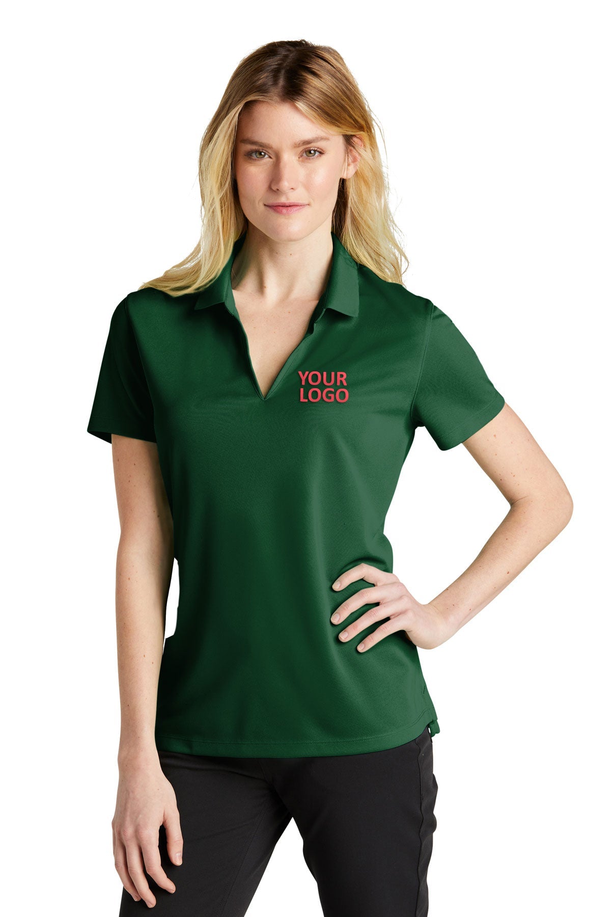 Branded Nike Ladies Dri-FIT Micro Pique Polo Gorge Green