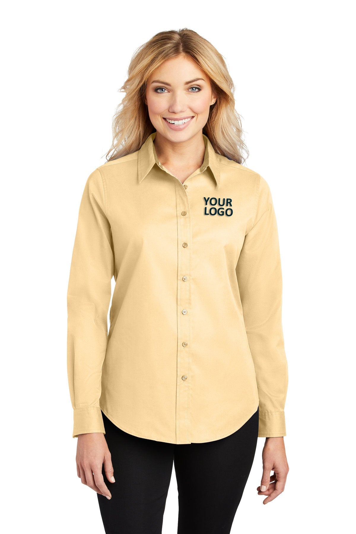 Custom Port Authority Ladies Long Sleeve Shirt Yellow