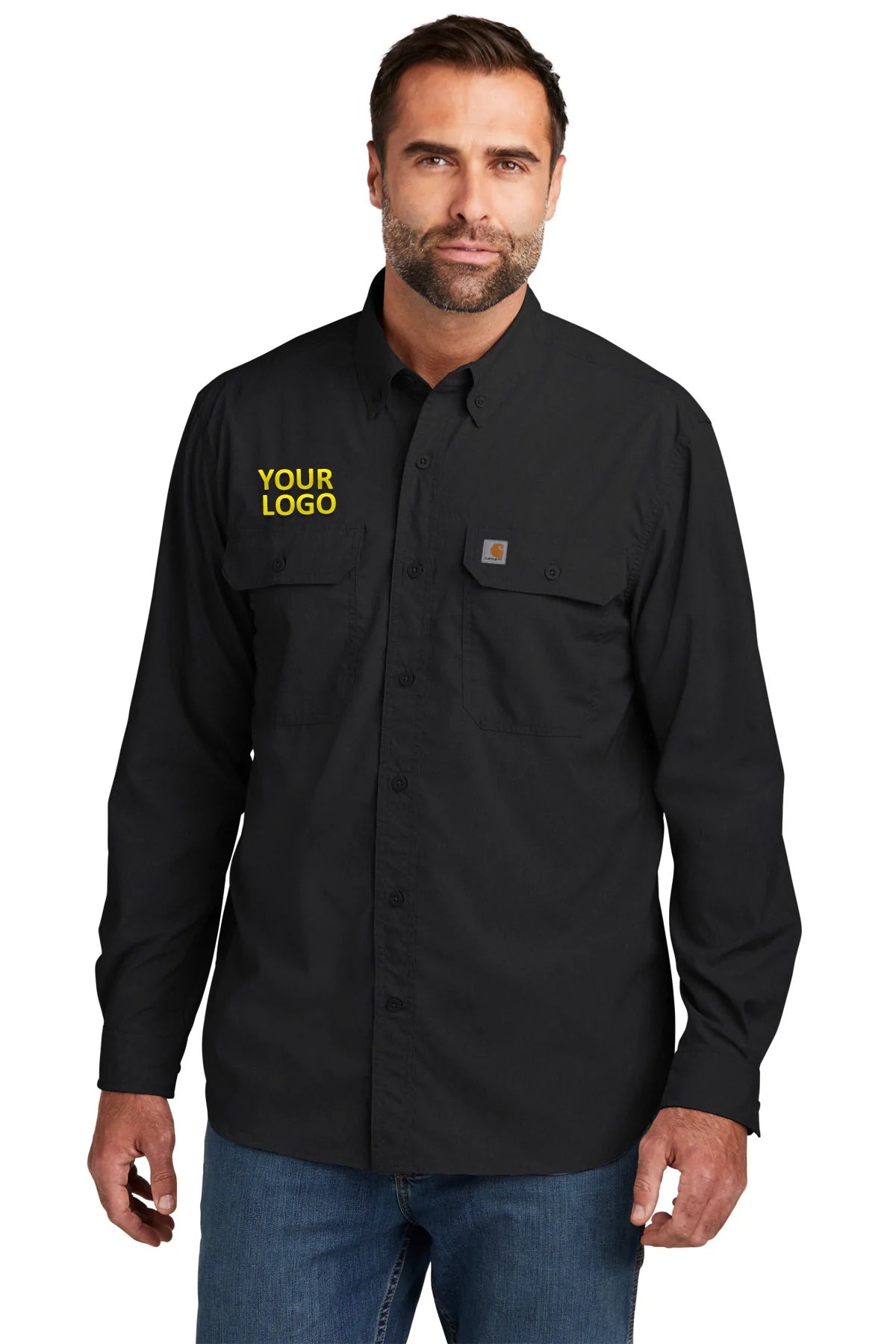 Custom Carhartt Force Solid Long Sleeve Shirt Black
