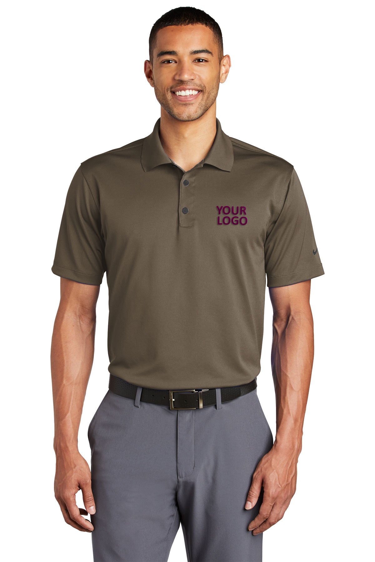 Branded Nike Tech Basic Dri-FIT Polo Olive Khaki