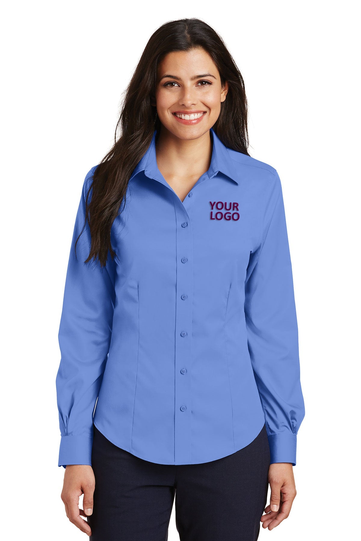 Port Authority L638 Ladies Non-Iron Twill Shirt - Ultramarine Blue, XS Port Authority L638 Ladies Non-Iron Twill Shirt - Ultramarine Blue, XS