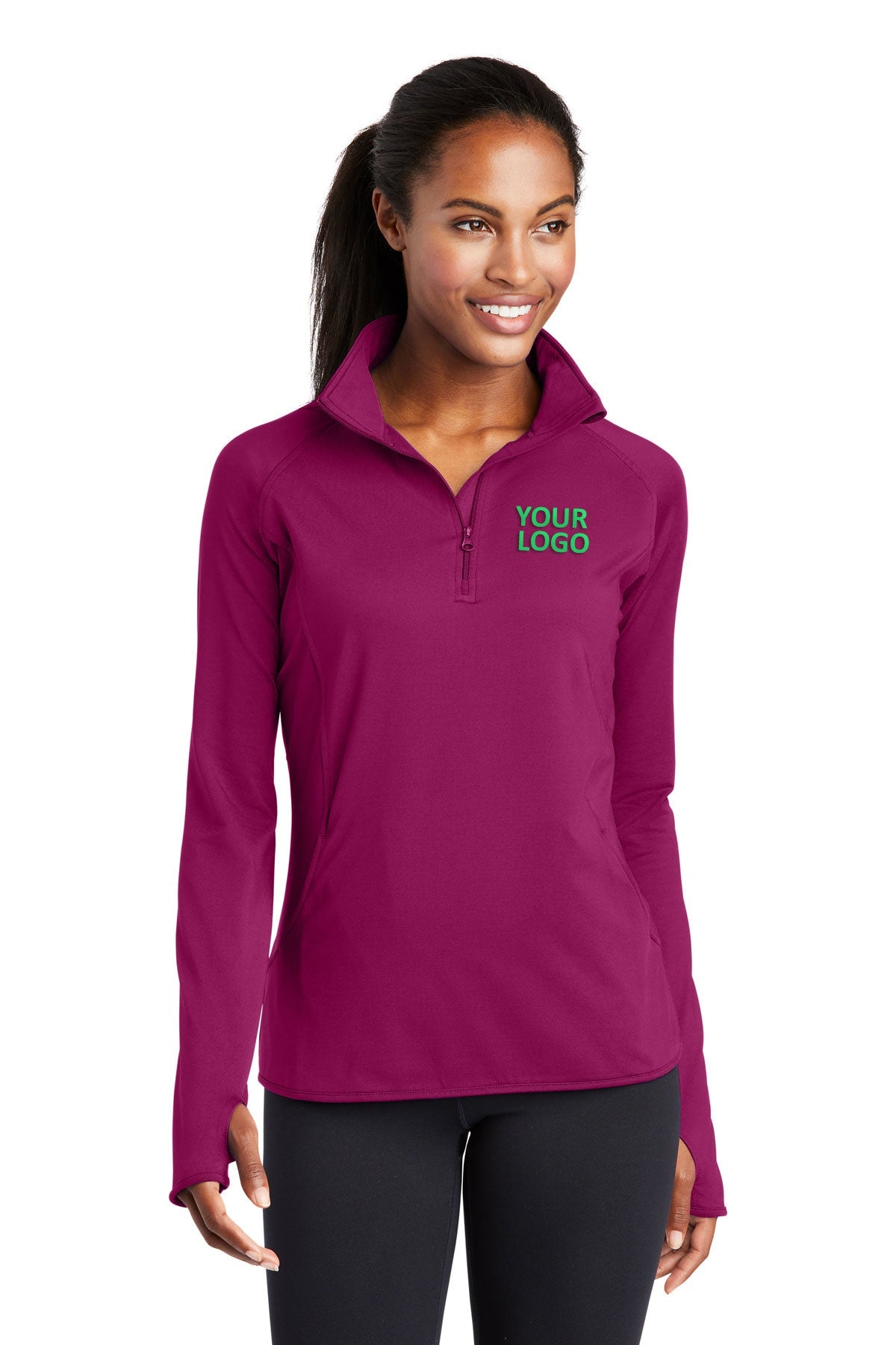 Pink 1/2 Zip Pullover Sweatshirt - Athletic apparel