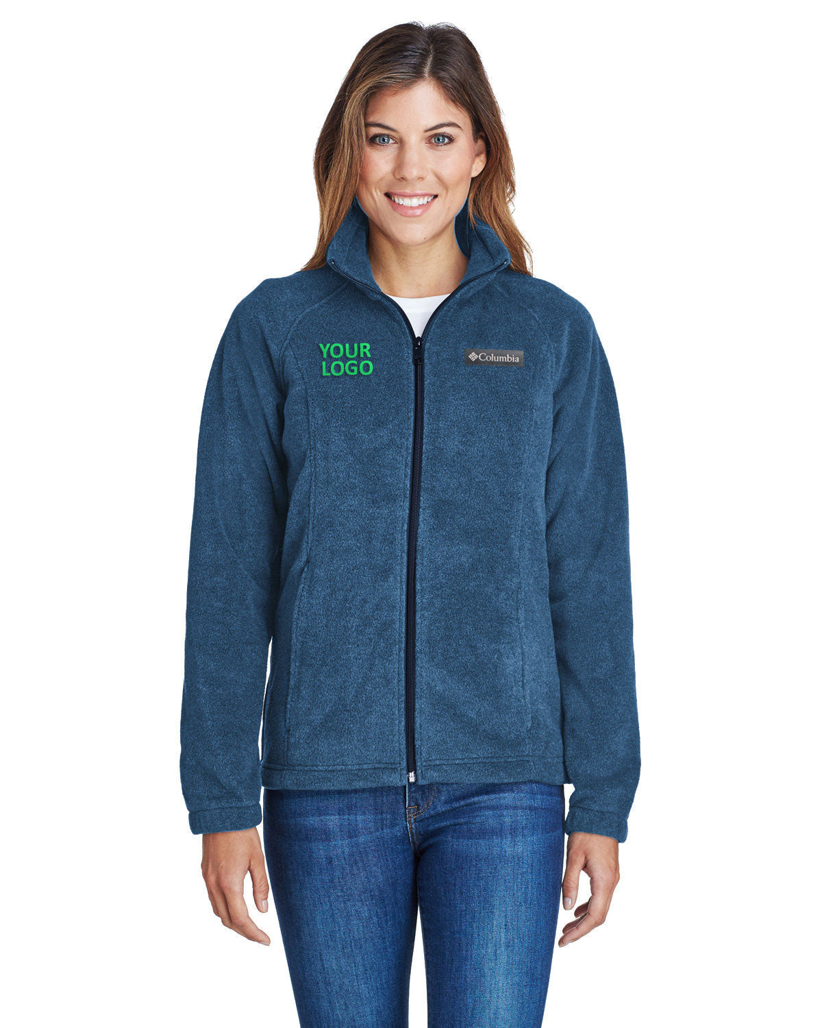 Custom Columbia Ladies Benton Springs Full Zip Fleece Navy