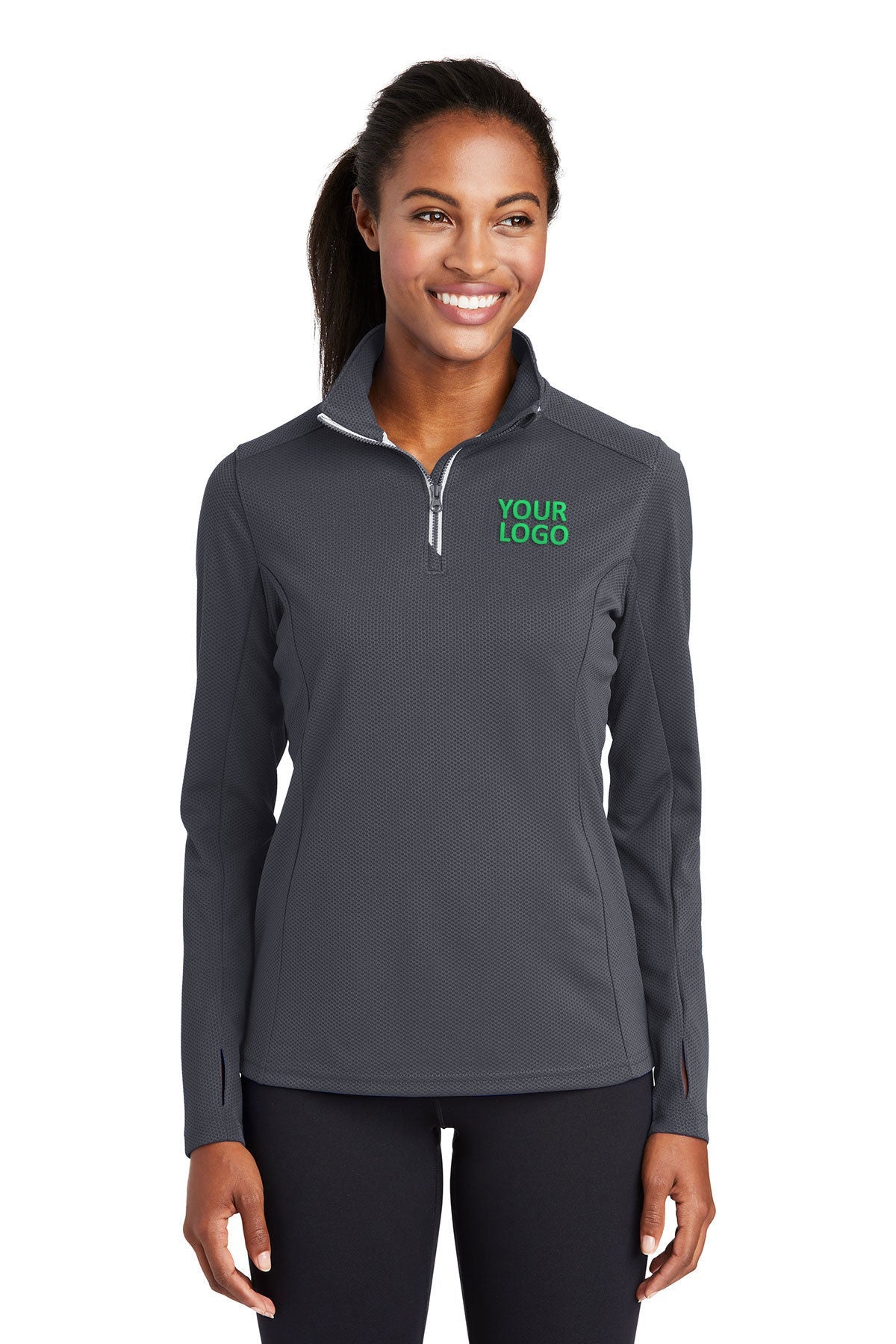 Custom Sport-Tek Ladies Sport-Wick 1/4-Zip Pullover Iron Grey