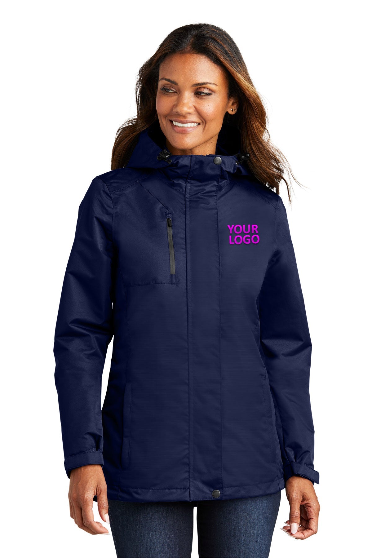 Custom Port Authority Ladies All-Conditions Jacket L331 True Navy