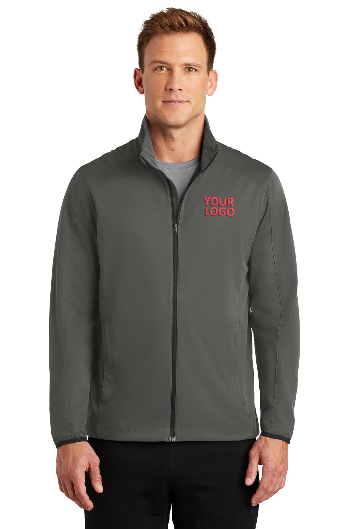 Branded Port Authority Active Soft Shell Jacket J717 Grey Steel
