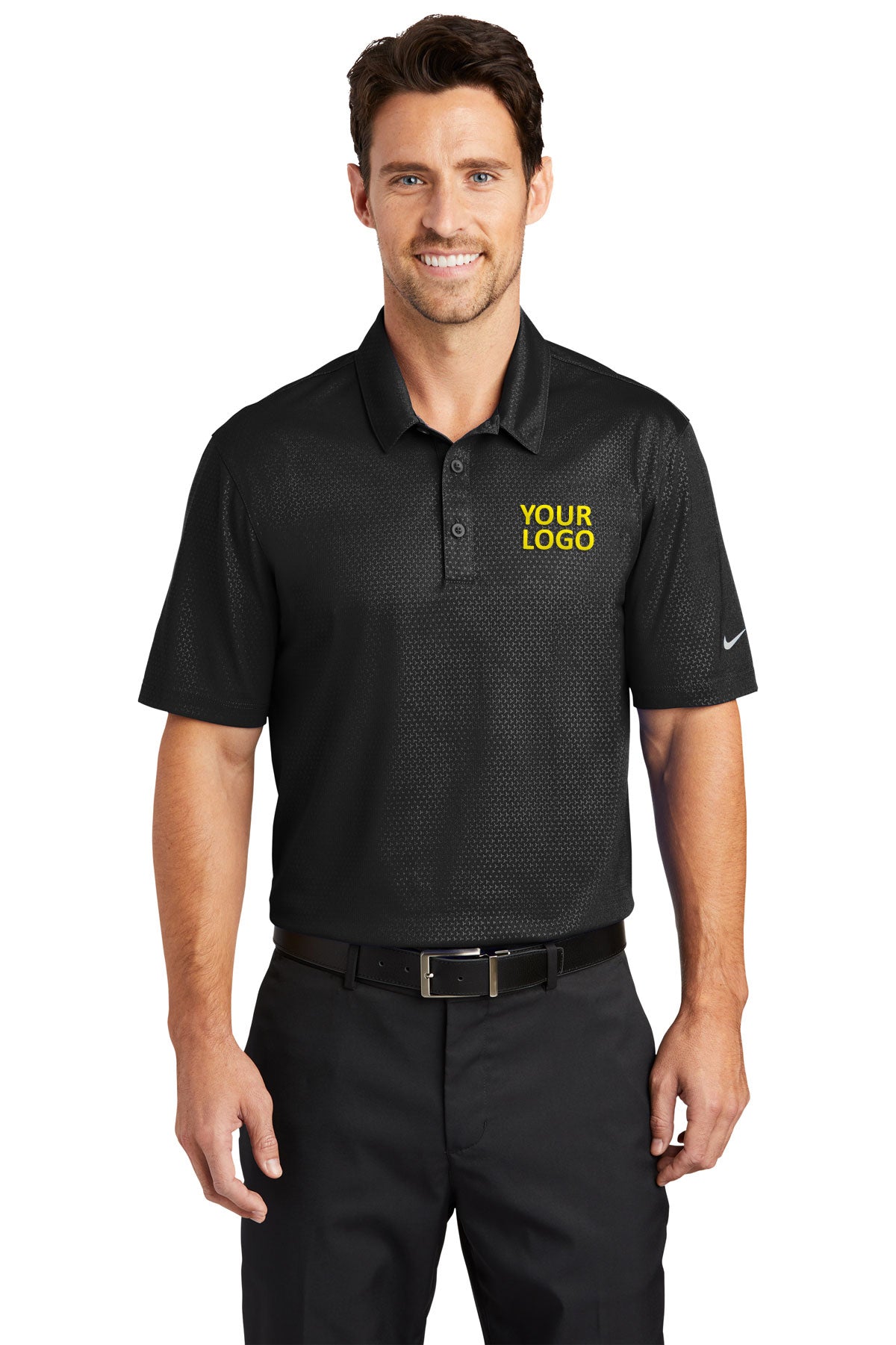 Custom Nike Dri-FIT Embossed Tri-Blade Polo Black