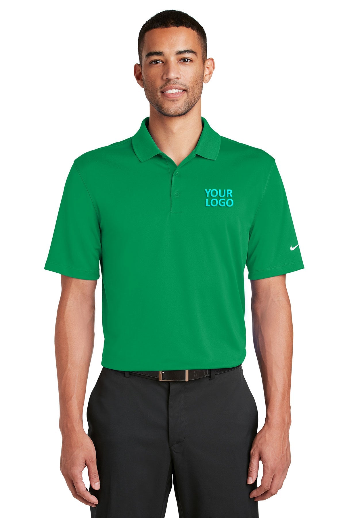 Custom Nike Dri-FIT Players Polo with Flat Knit Collar Pine Green