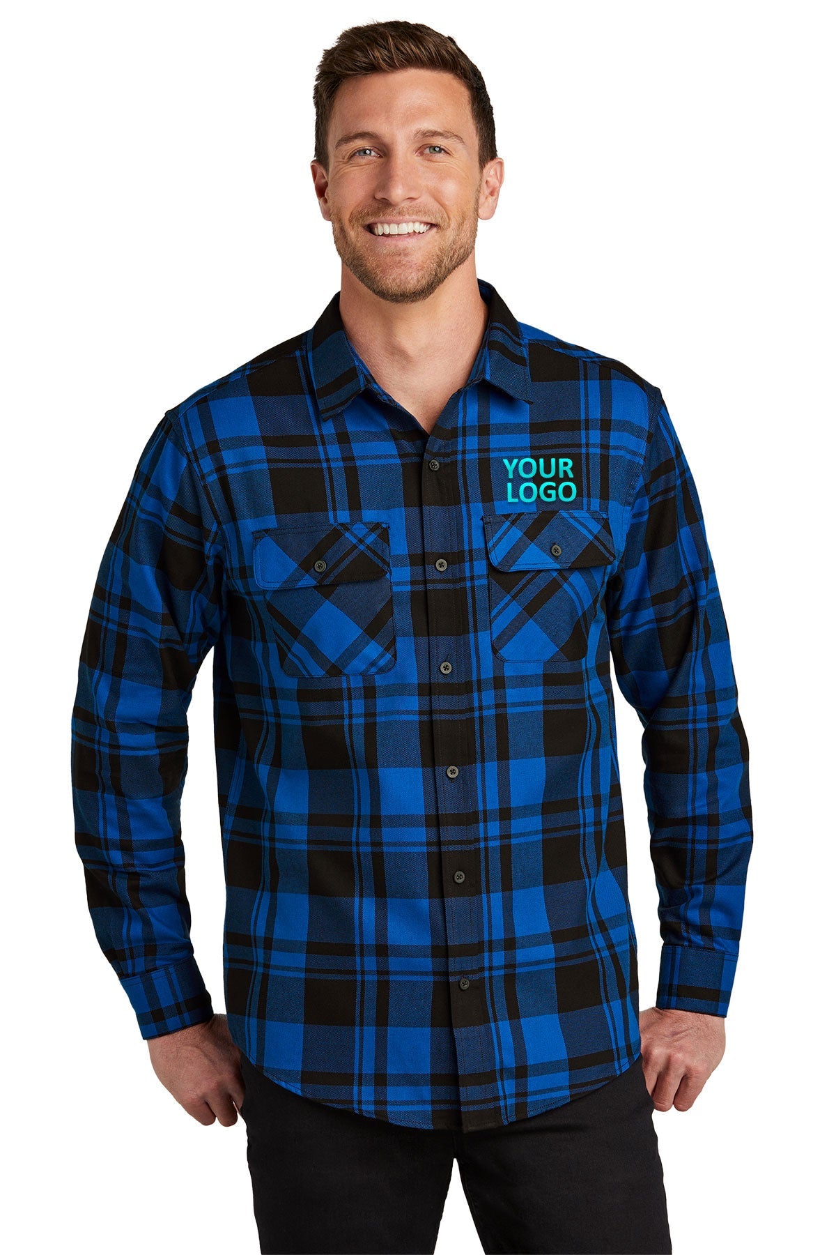 Port Authority W668 Plaid Flannel Shirt - Royal/ Black - XS