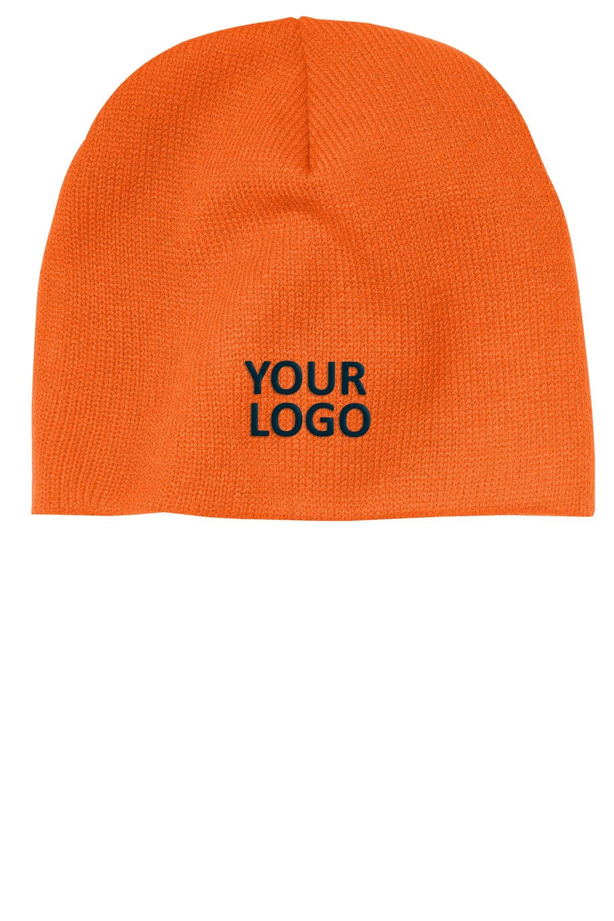 Branded Port Company Beanie Cap CP91 Neon Orange - Main Image
