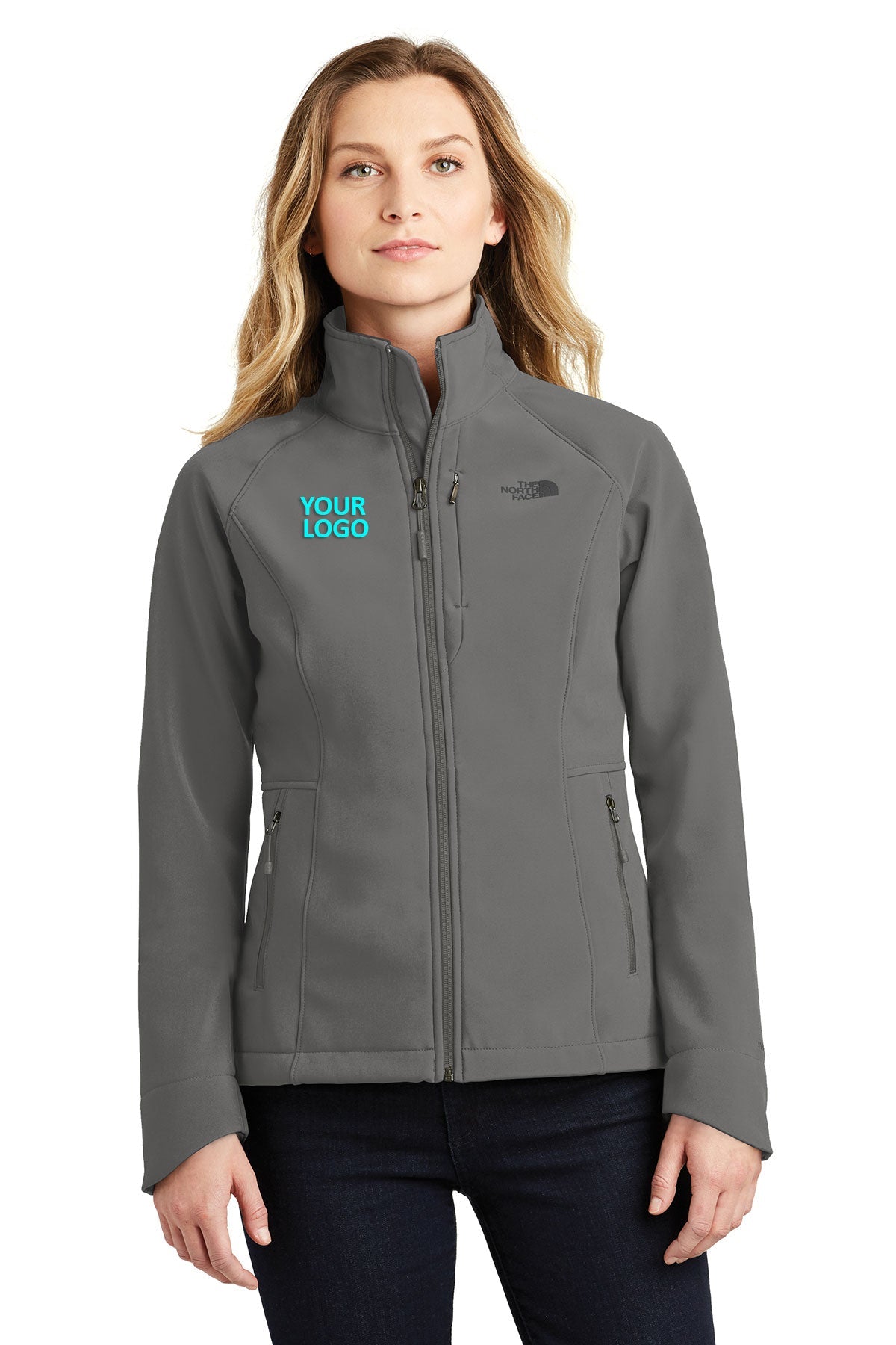 Custom North Face Ladies Apex Soft Shell Asphalt Grey