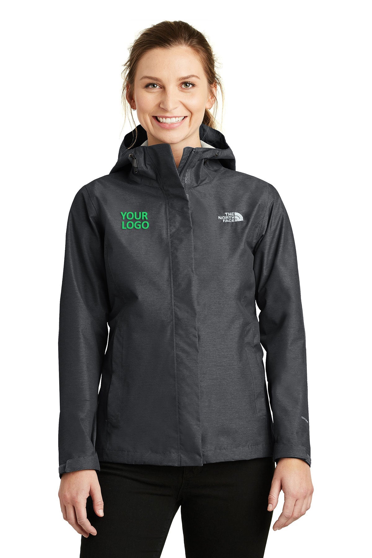 Custom North Face Ladies DryVent Rain Jacket Dark Grey Heather