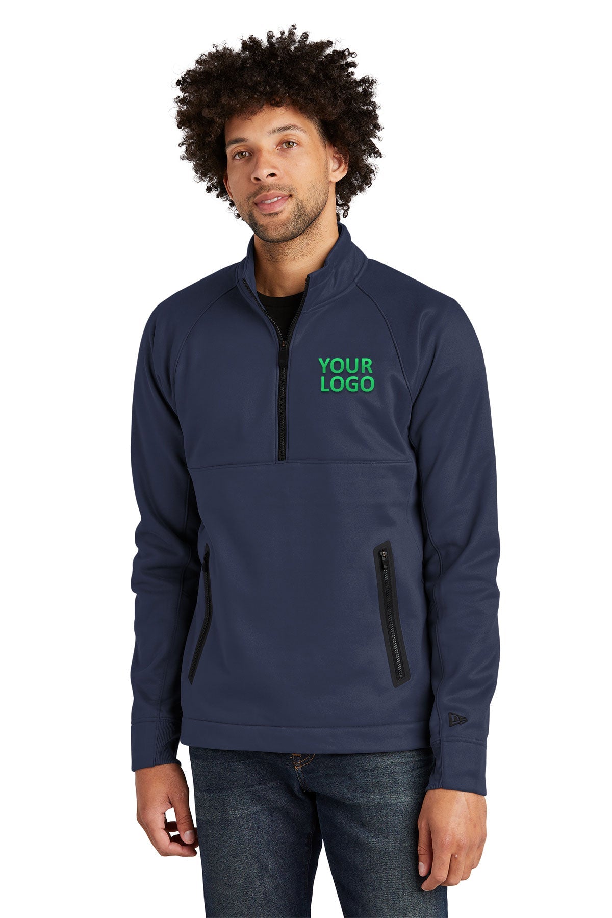 Custom New Era Venue Fleece 1/4-Zip Pullover True Navy