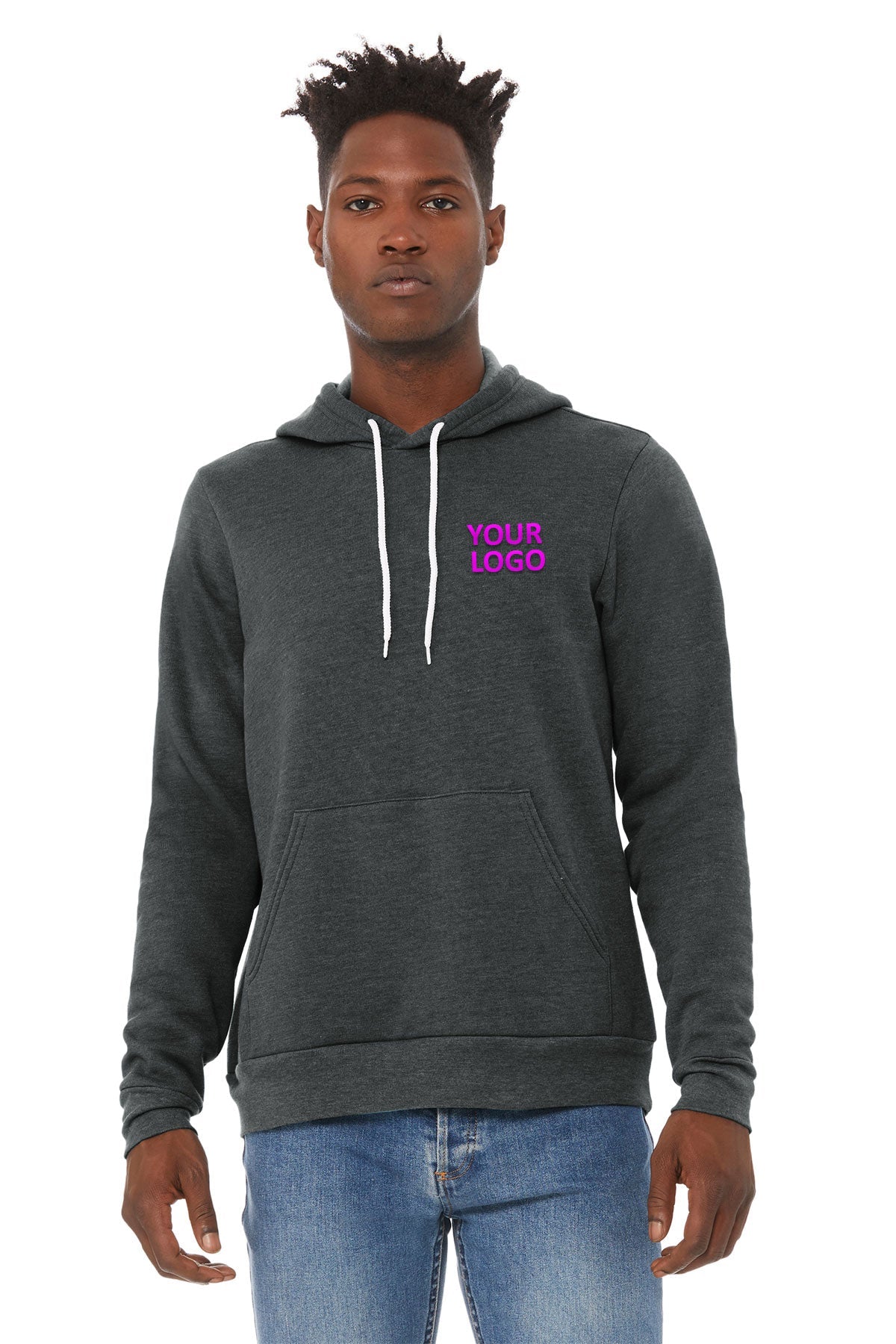 Branded Bella Canvas Unisex Fleece Pullover Hoodie Gray Heather