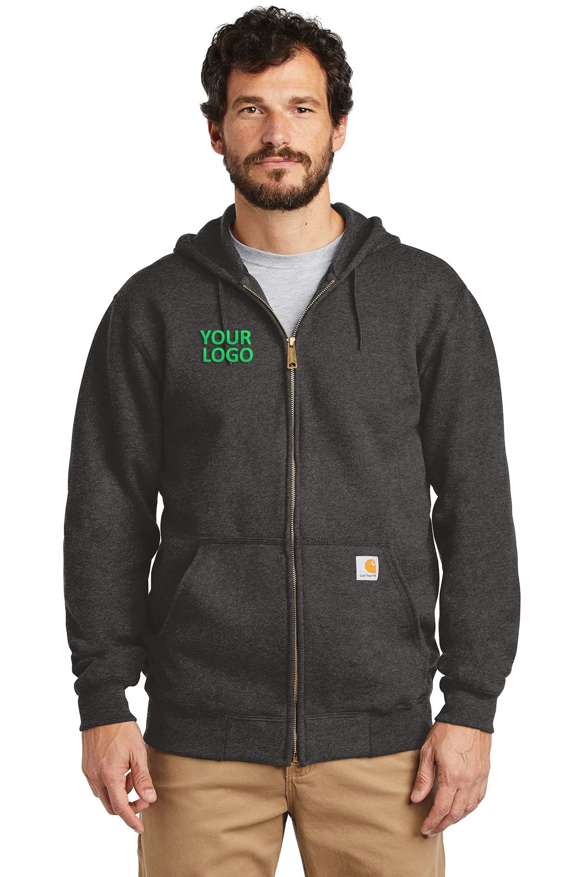 Custom Carhartt Midweight Hooded Zip-Front Sweatshirt Carbon