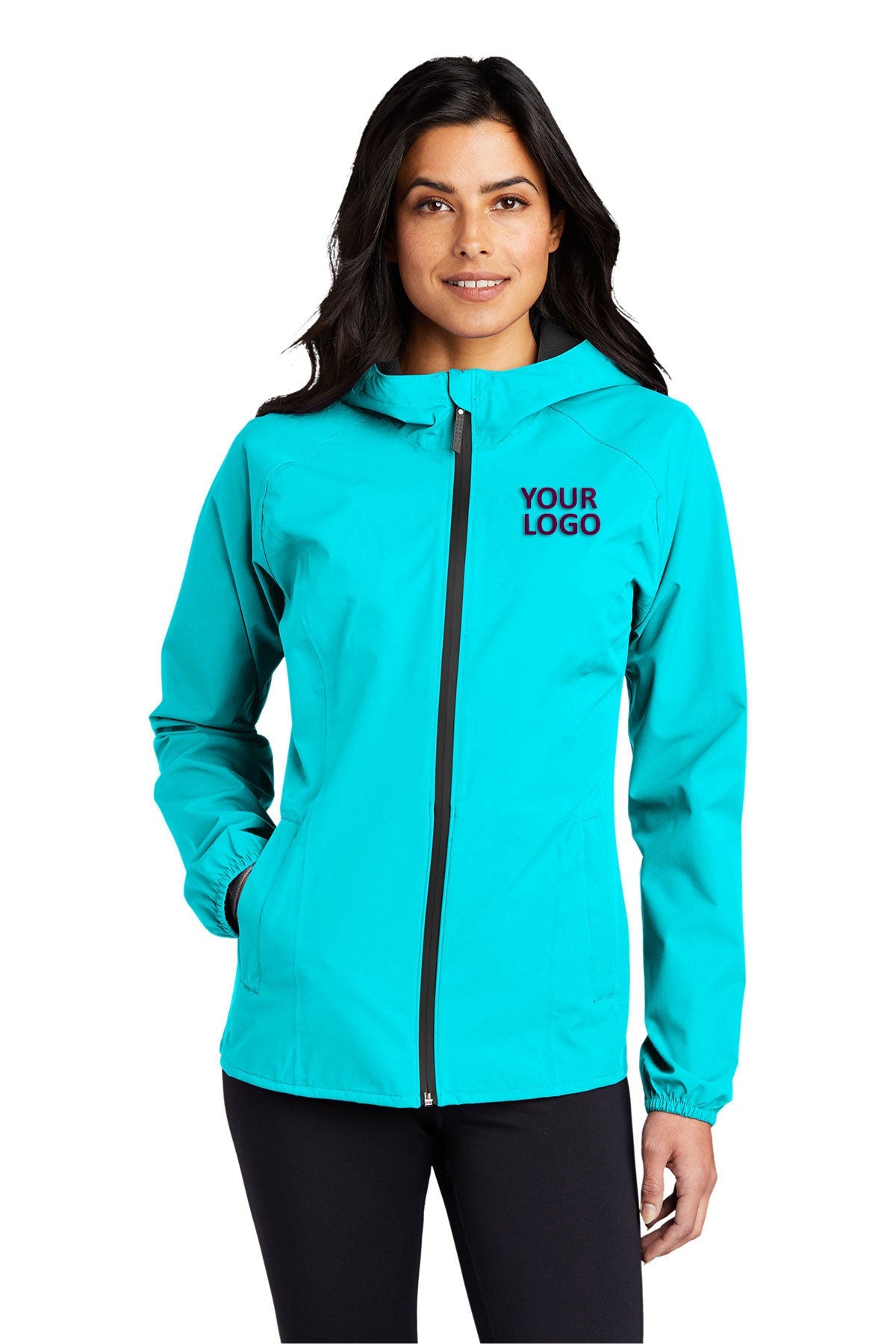 Custom Port Authority Ladies Essential Rain Jacket L407 Light Cyan