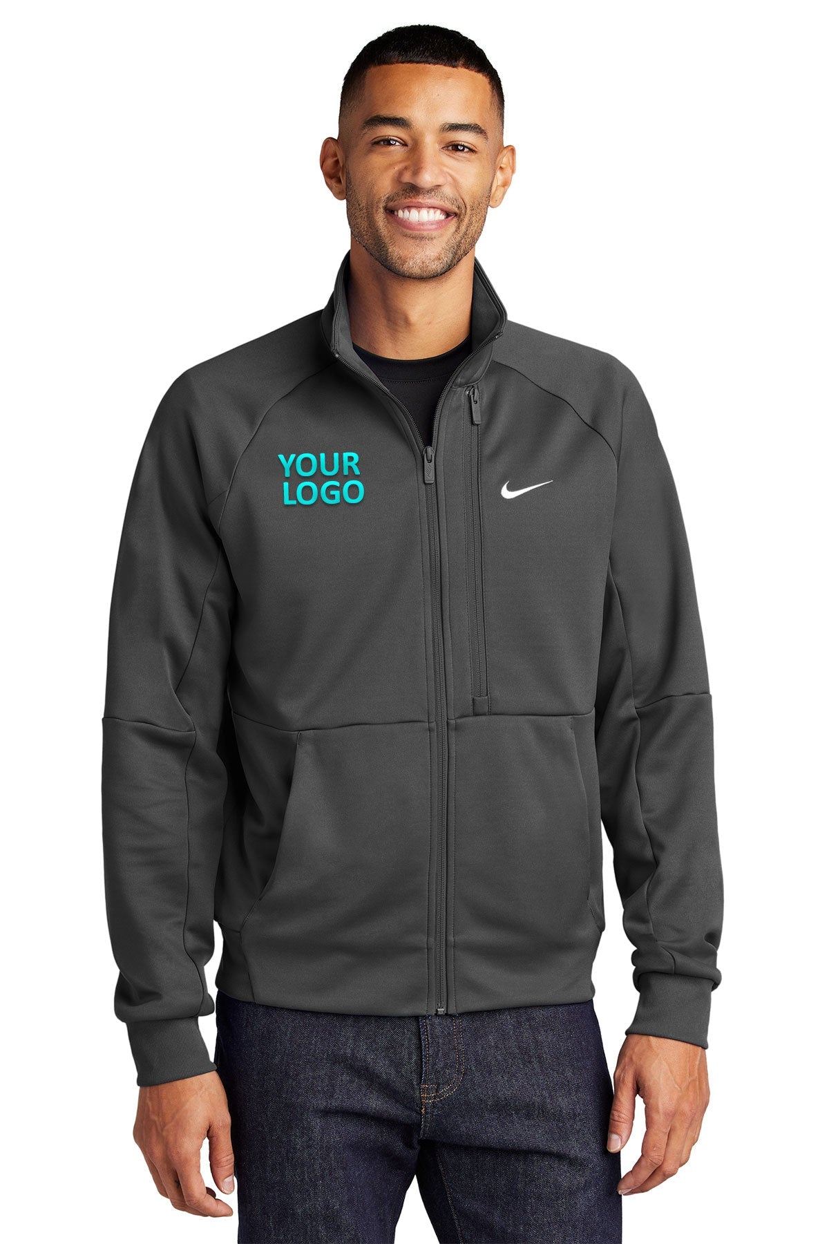 Custom Nike Full-Zip Chest Swoosh Jacket NKFD9891 Anthracite