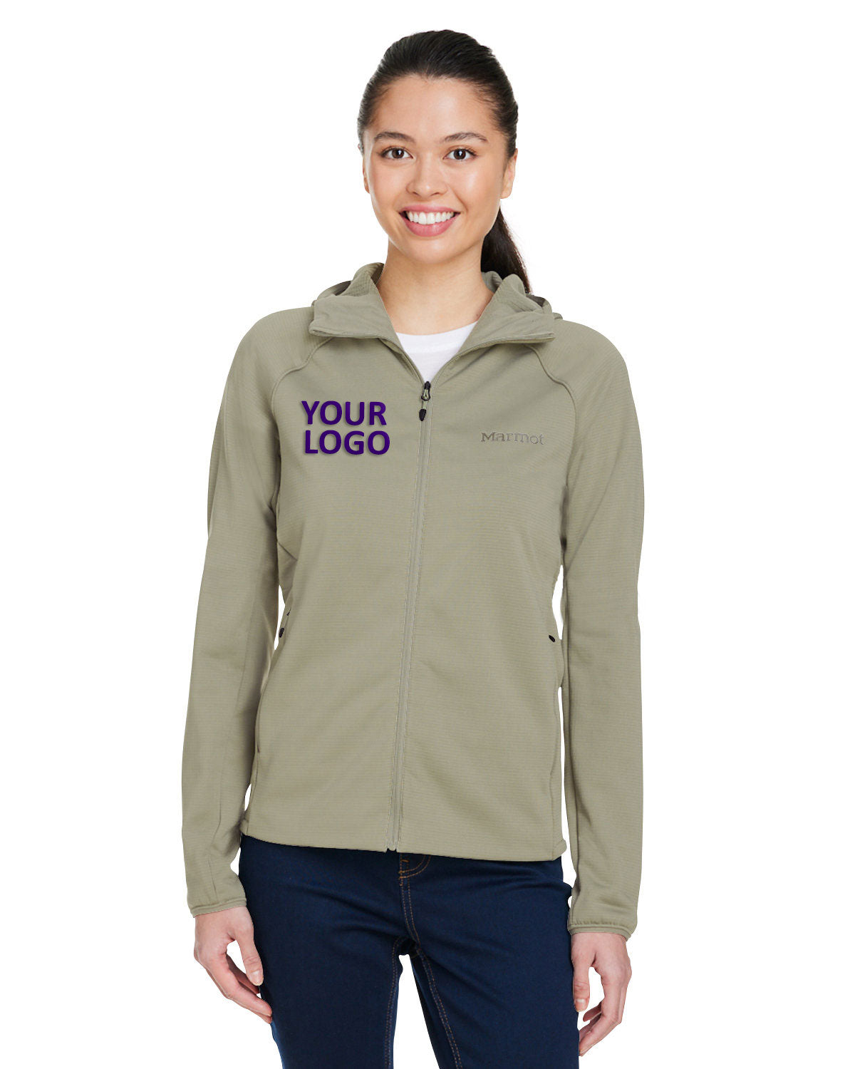 Branded Marmot Ladies\' Leconte Full Zip Hooded Jacket Vetiver M15393