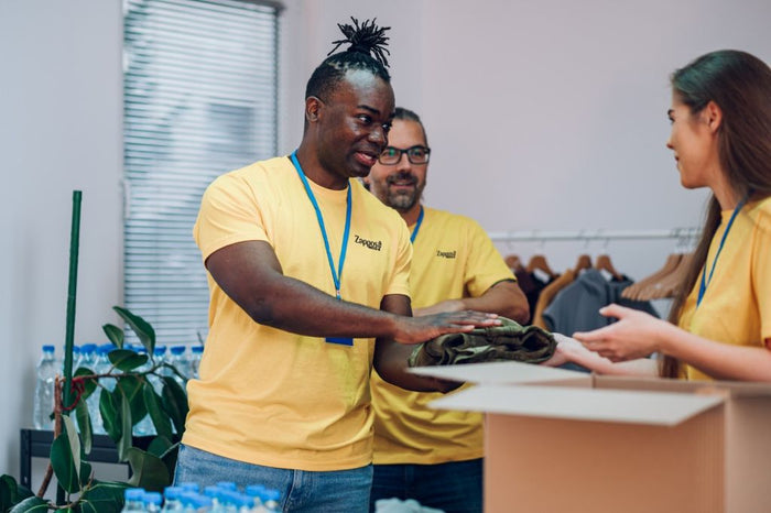 Group of employees working together