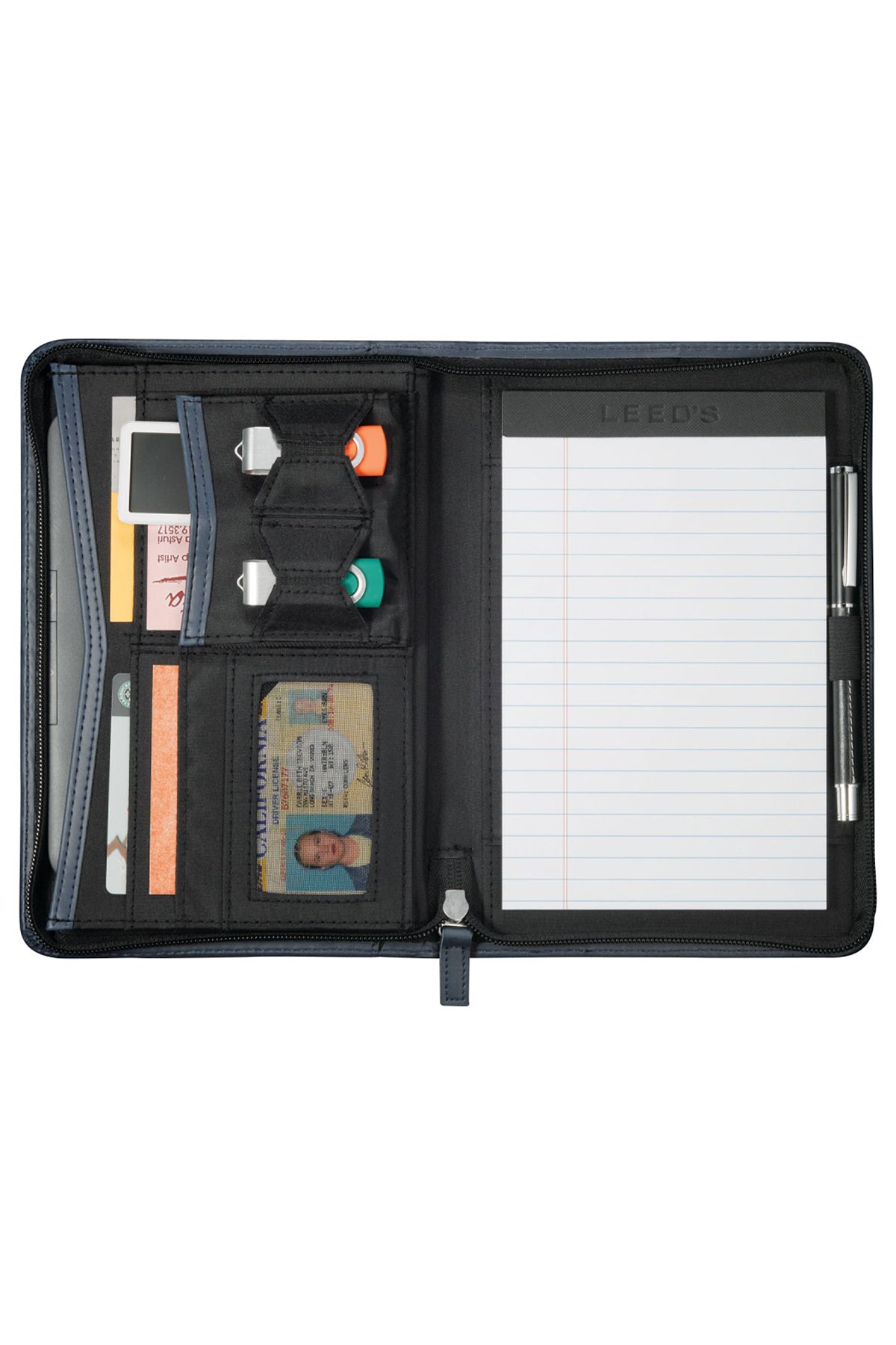 Pedova Junior Zippered Branded Padfolio, Navy