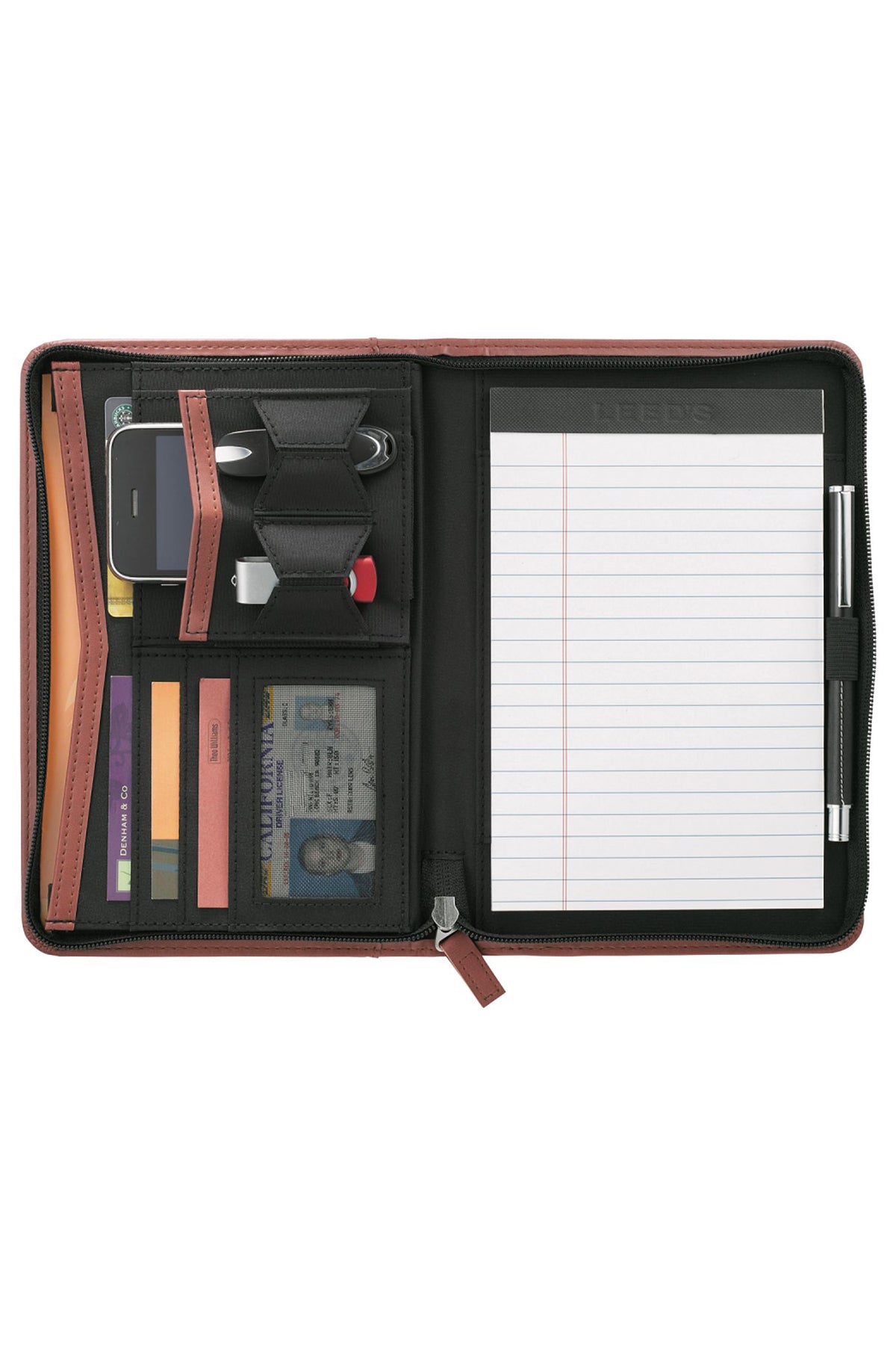 Pedova Junior Zippered Branded Padfolio, Terra Cotta