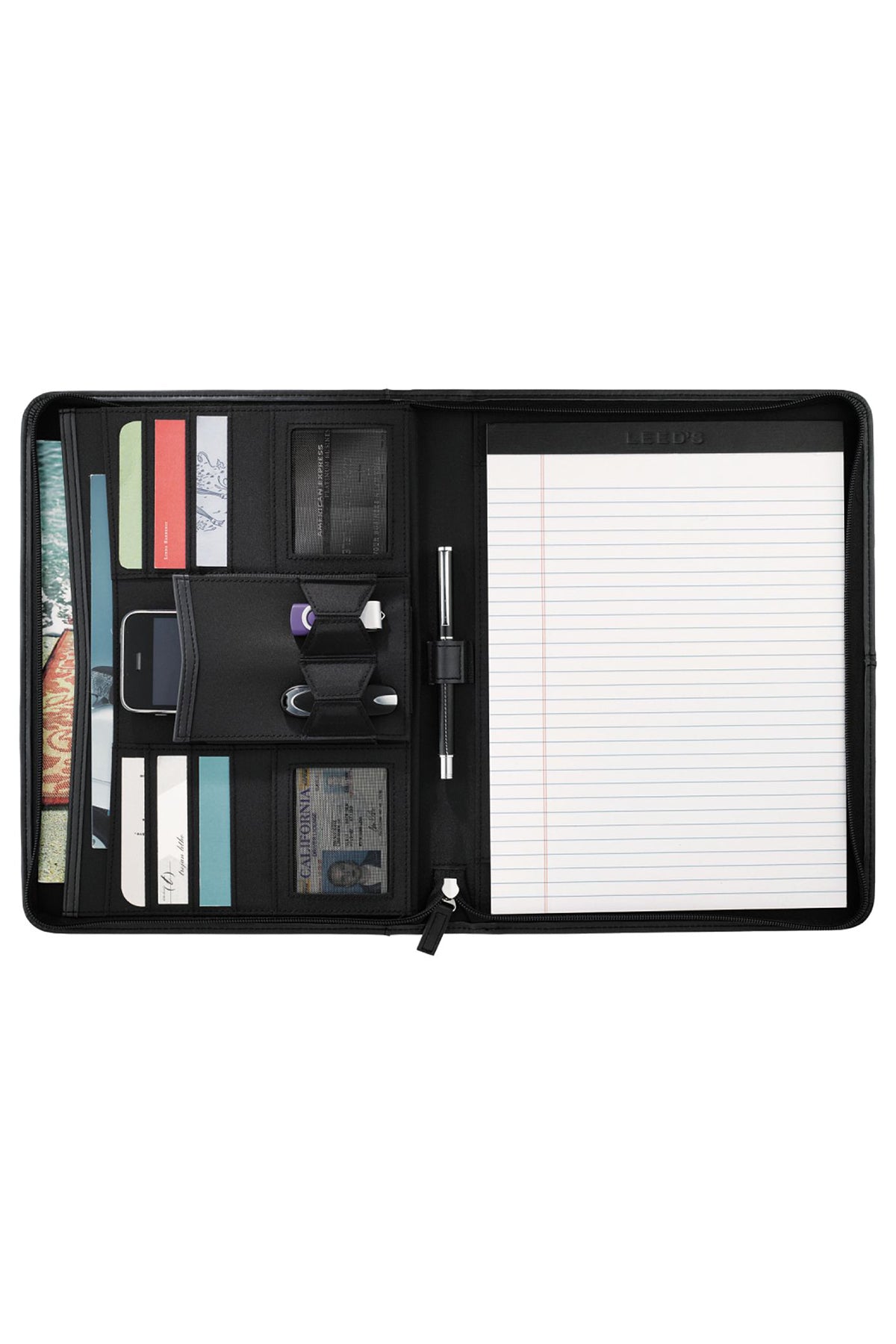 Pedova Zippered UltraHyde Branded Padfolios, Black