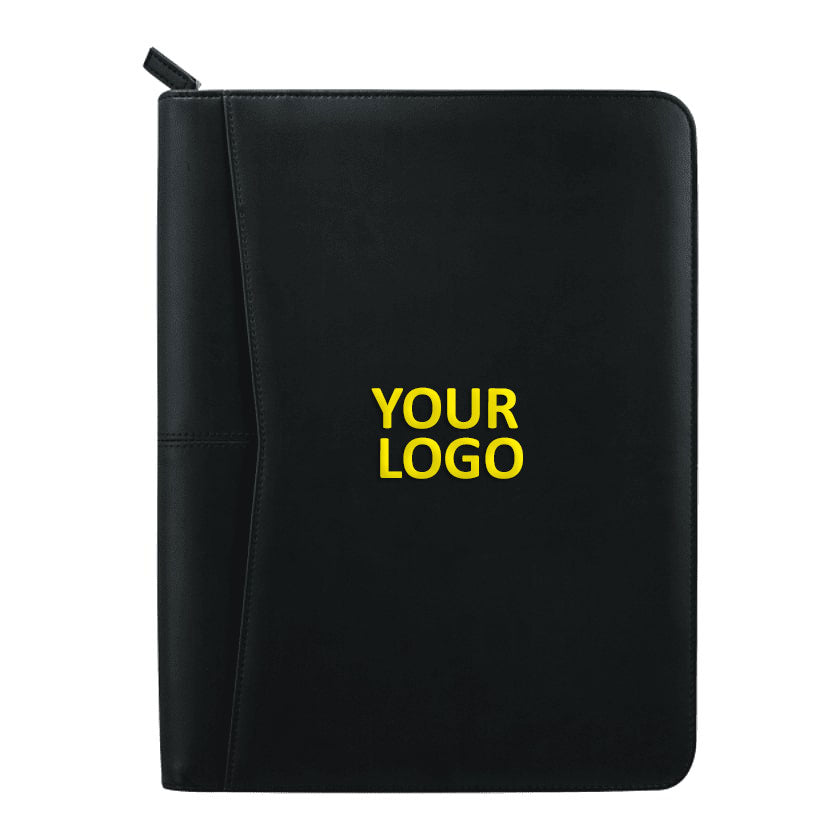 Pedova Zippered UltraHyde Branded Padfolios, Black [NYSSPE]