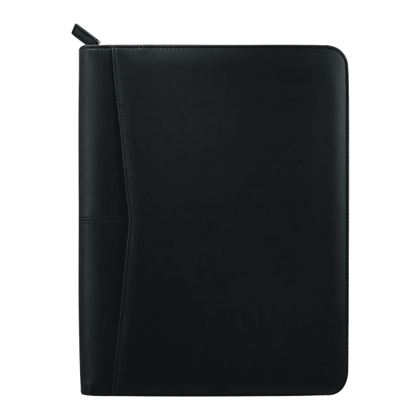 Pedova Zippered UltraHyde Branded Padfolios, Black [Cunningham & Associates, LLC]