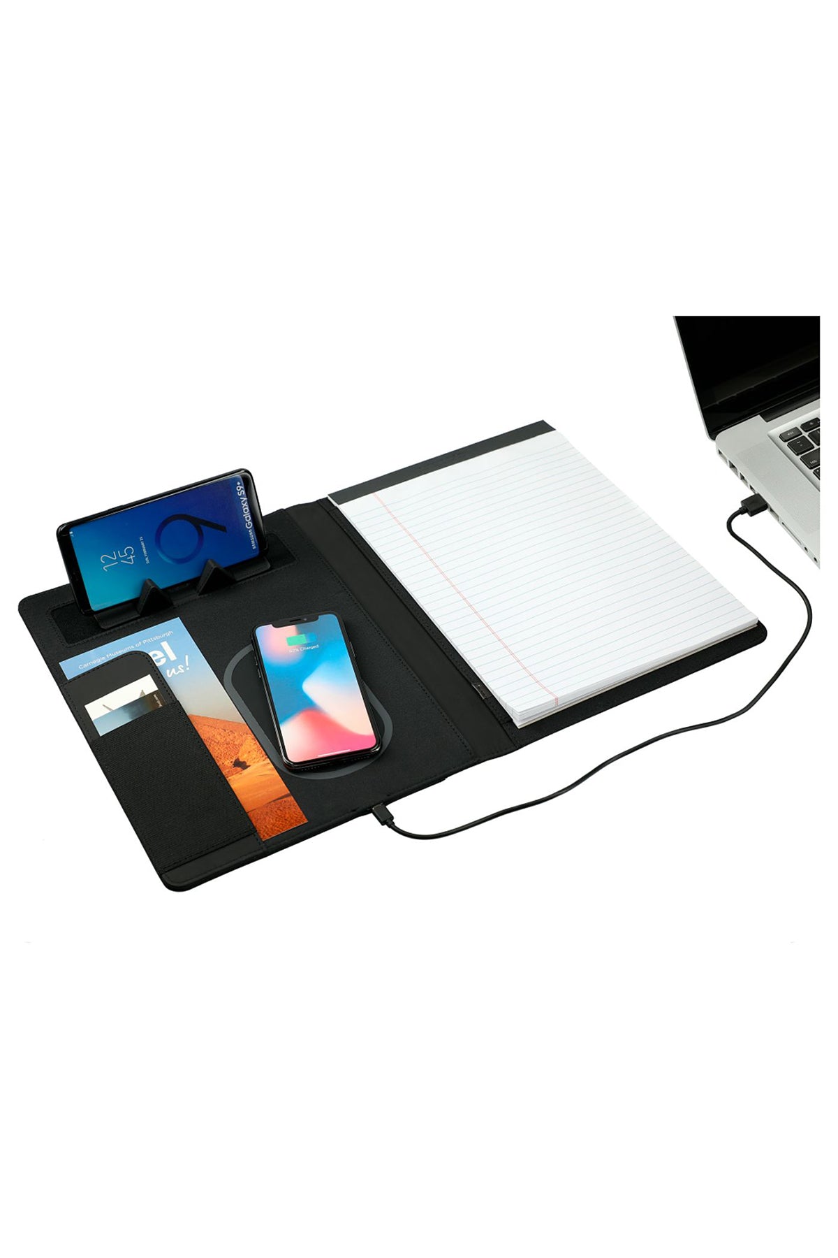 Vienna Writing Pad with Wireless Charger, Black
