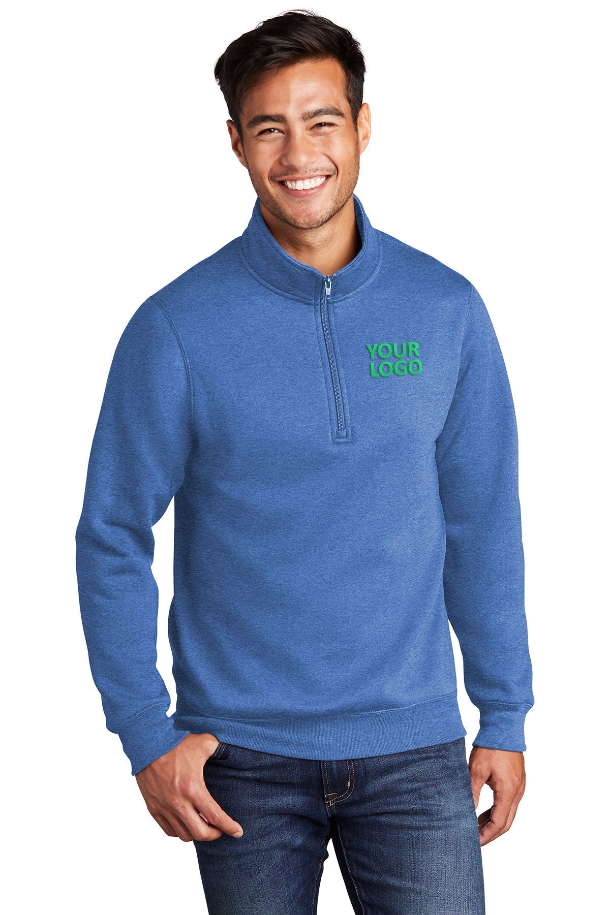 Port & Company Core Fleece Custom Quarter Zips, Heather Royal [CDCSA]