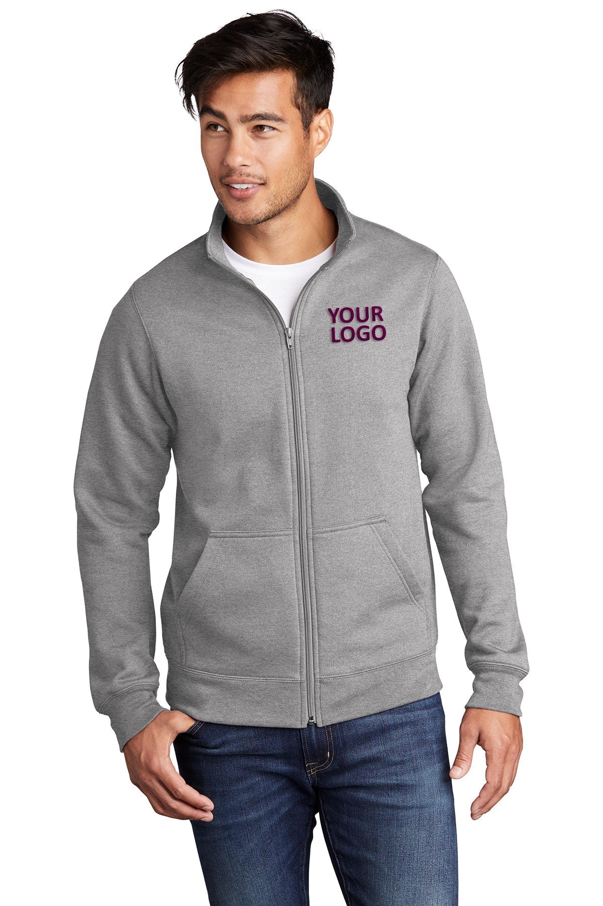 Port & Company Custom Cadet Collar Pullovers, Athletic Heather [Tongue Point Job Corps]