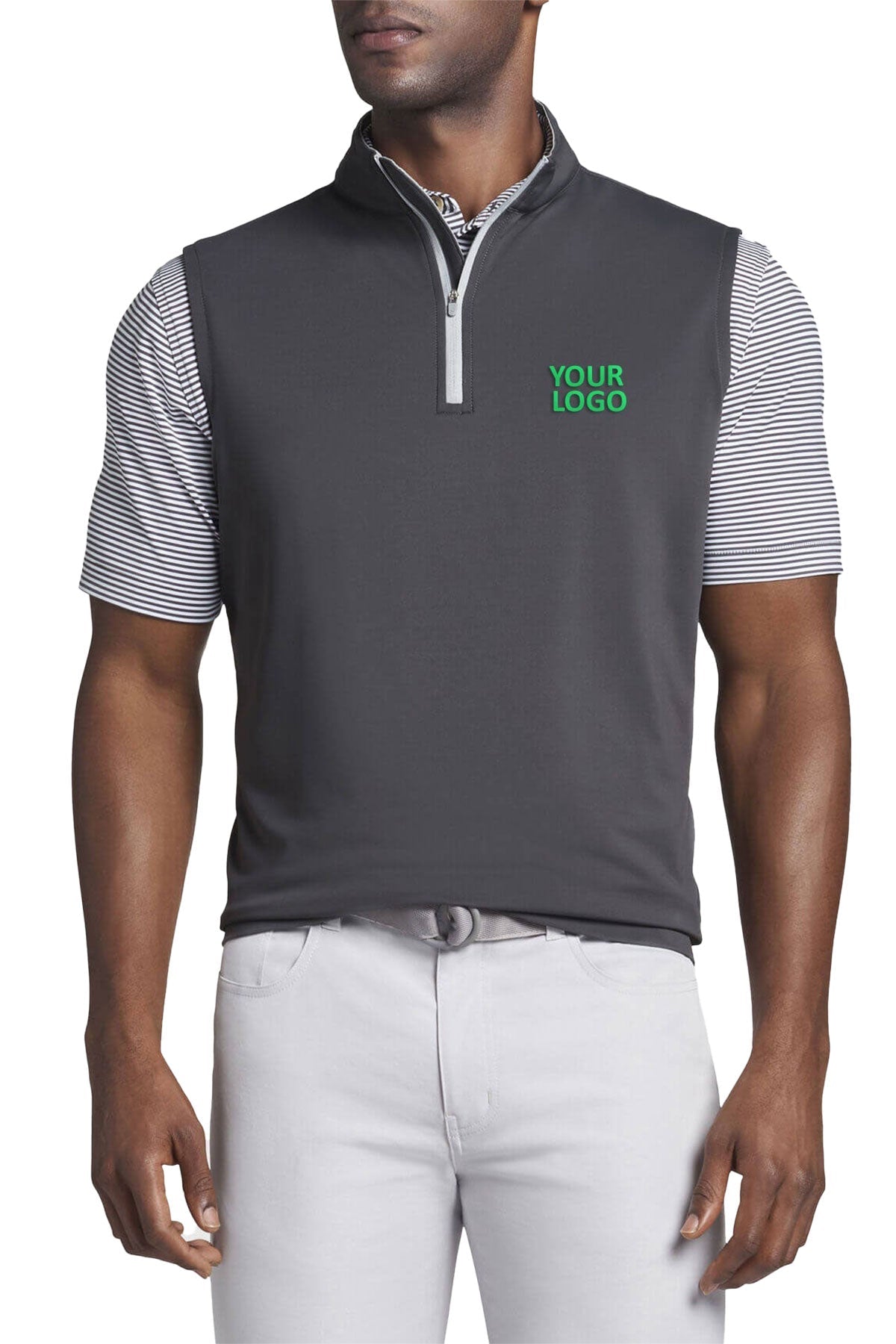 Peter Millar Galway Performance Customized Quarter Zip Vests, Iron Grey